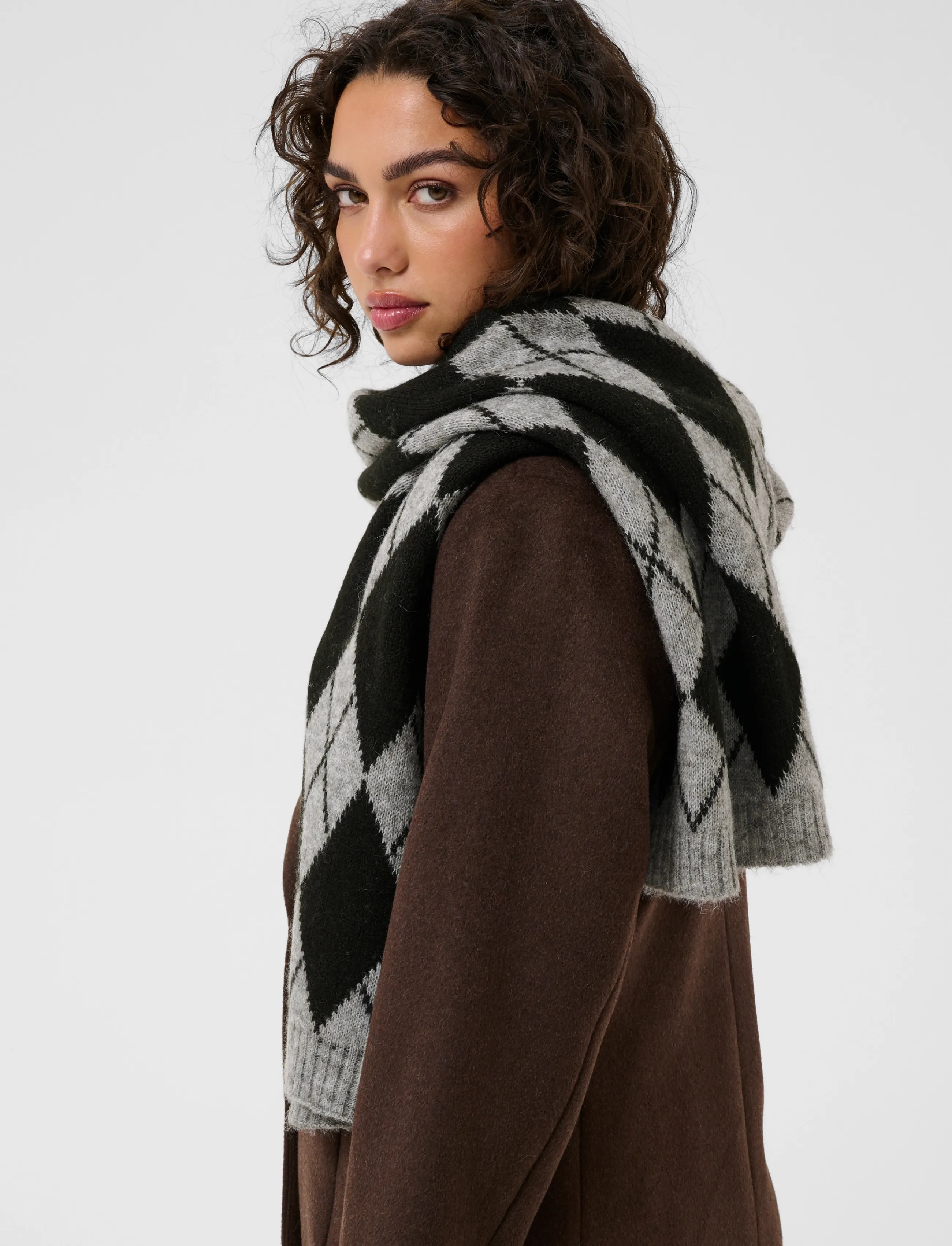 Kaffe - KAharlekin Scarf - winter scarves - dark grey melange/black check - 2