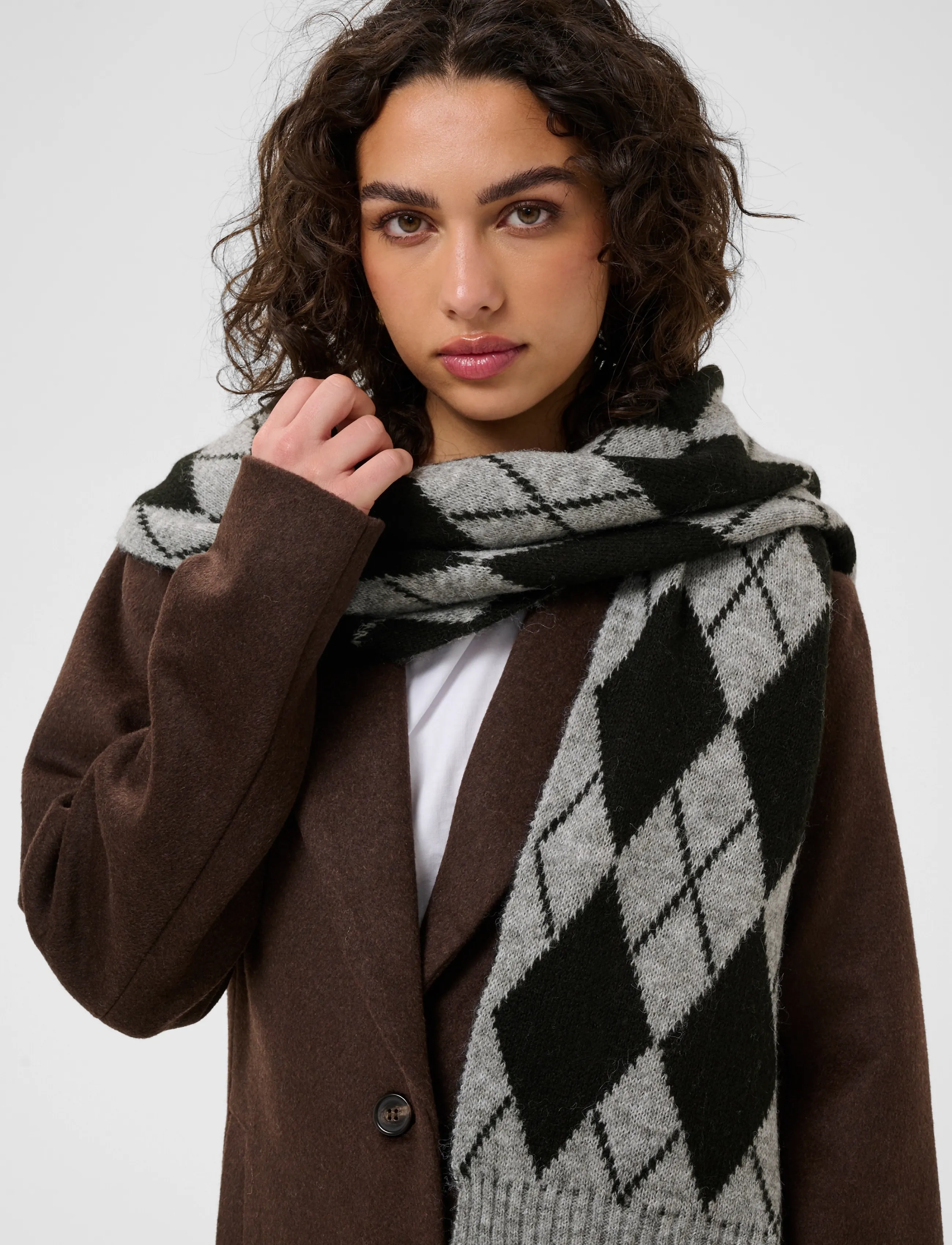 Kaffe - KAharlekin Scarf - winter scarves - dark grey melange/black check - 3