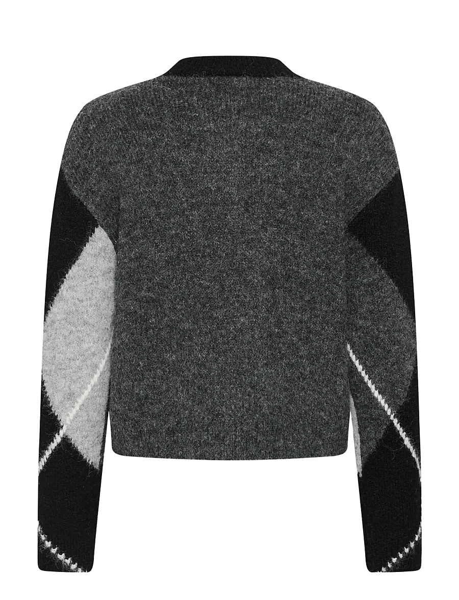 Kaffe - KAgrith Knit Pullover - pullover - grey melange / black check - 1