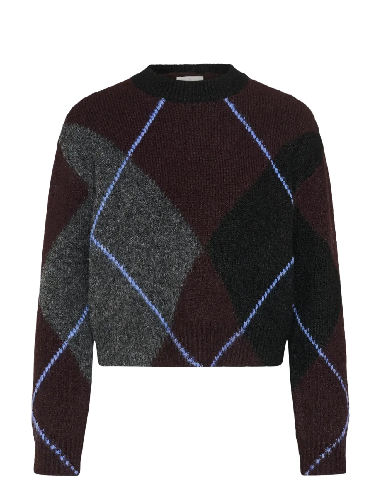 Kaffe KAgrith Knit Pullover - Strik - DARK GREY MELANGE / FUDGE / burgundy