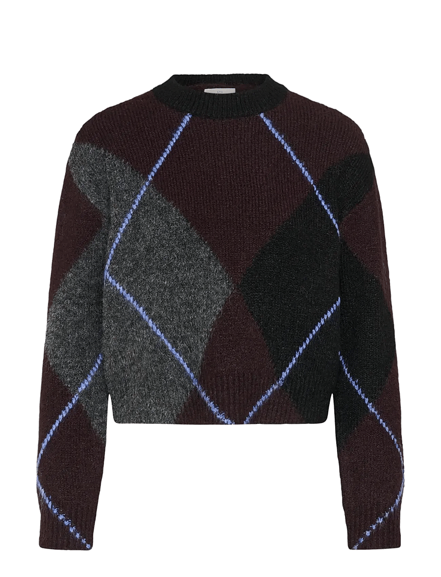 Kaffe - KAgrith Knit Pullover - striktrøjer - dark grey melange / fudge - 0