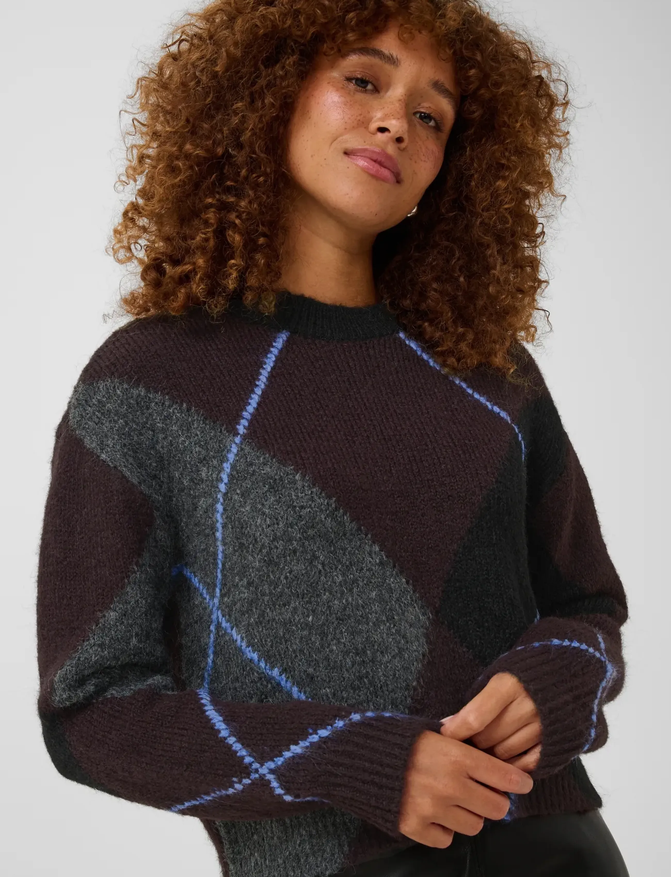 Kaffe - KAgrith Knit Pullover - höstkläder - dark grey melange / fudge - 5