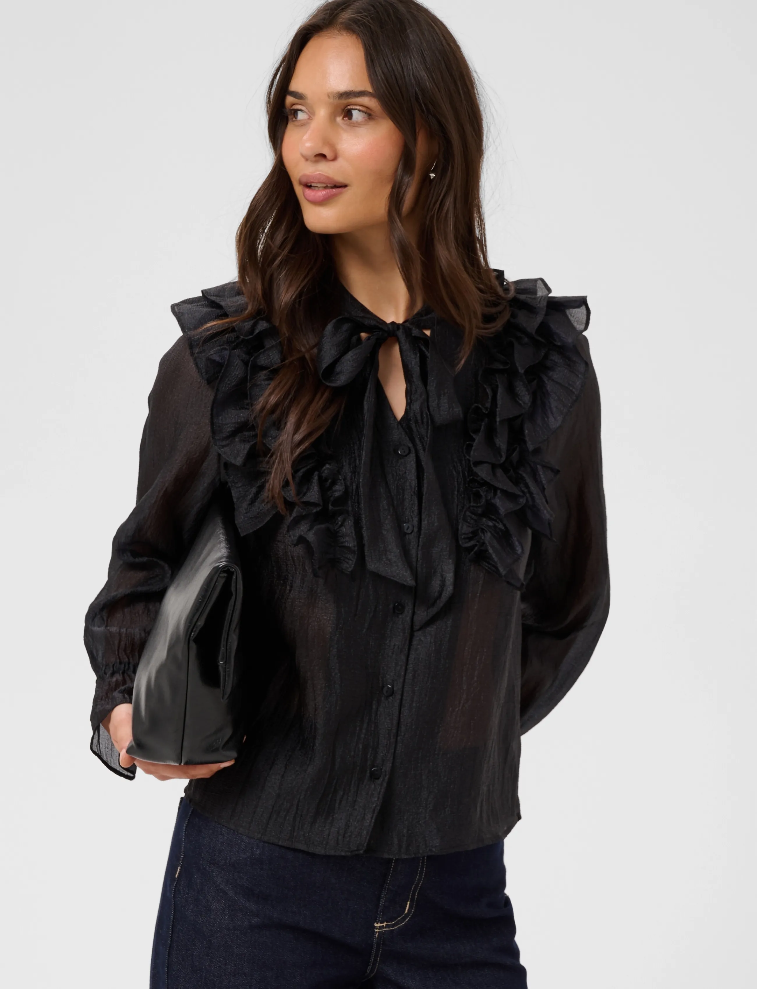 Kaffe - KAgabrielle Shirt - langärmlige hemden - black deep - 2