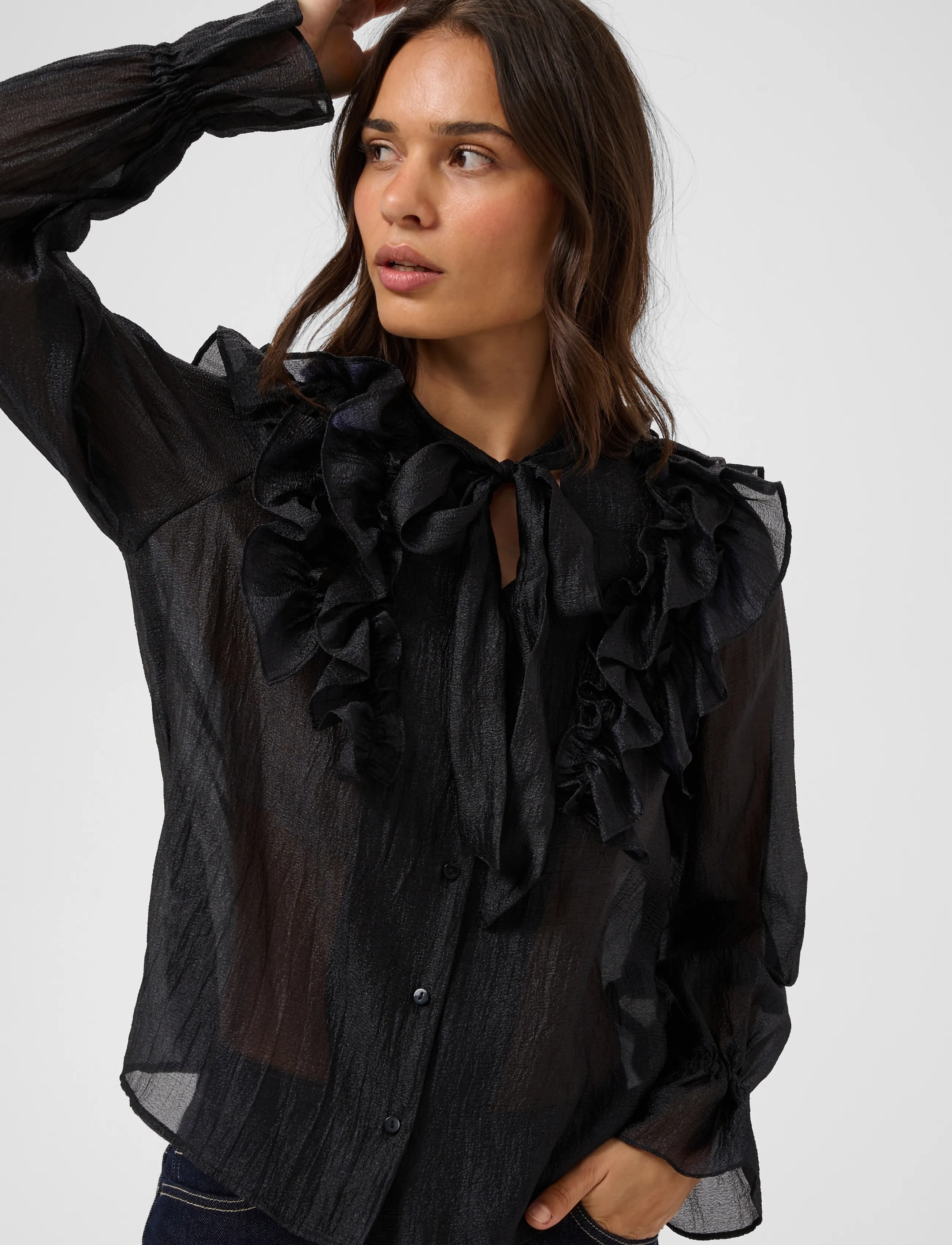 Kaffe - KAgabrielle Shirt - langärmlige hemden - black deep - 5