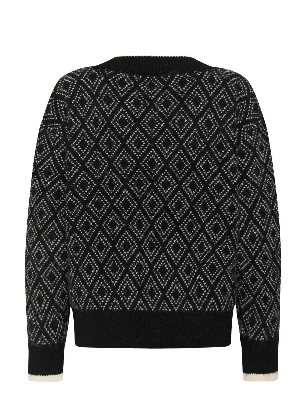 Kaffe - KAsirens Knit Pullover - striktrøjer - black/turtledove argyle - 1
