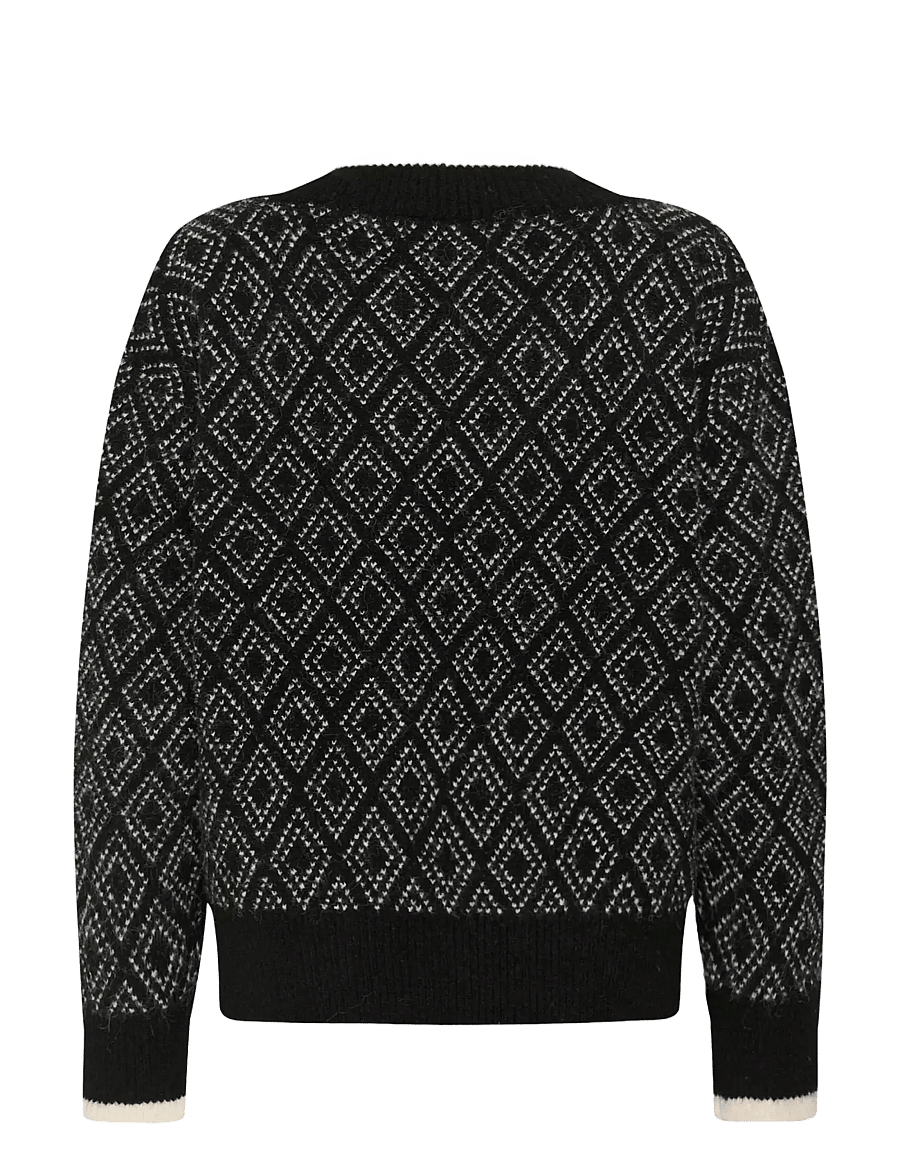 Kaffe - KAsirens Knit Pullover - striktrøjer - black/turtledove argyle - 1