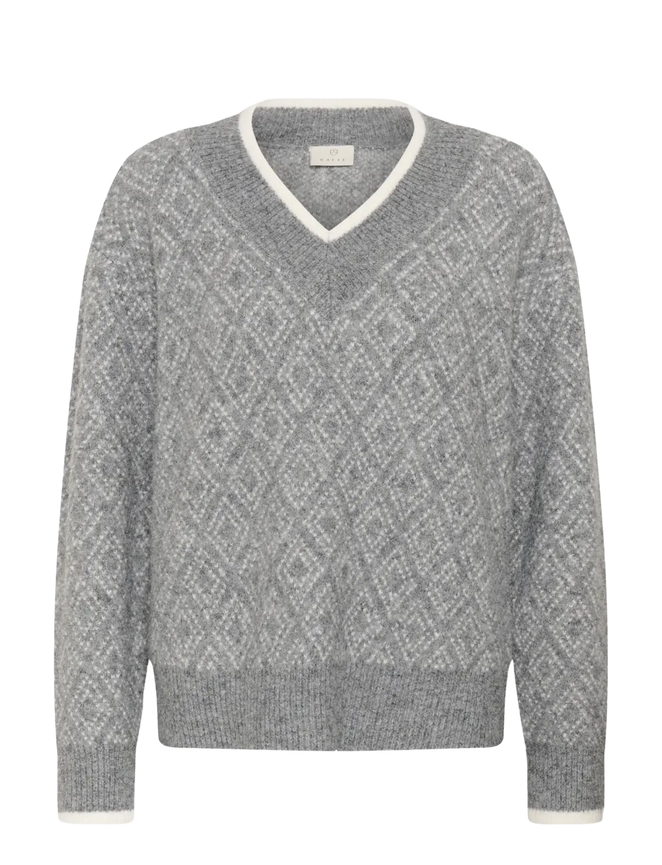 Kaffe KAsirens Knit Pullover - Kaffe - GREY MEL. / CHALK ARGYLE / grey