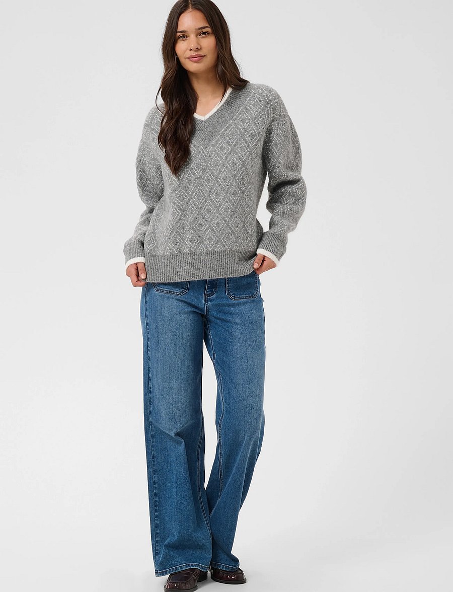 Kaffe - KAsirens Knit Pullover - pullover - grey mel. / chalk argyle - 3