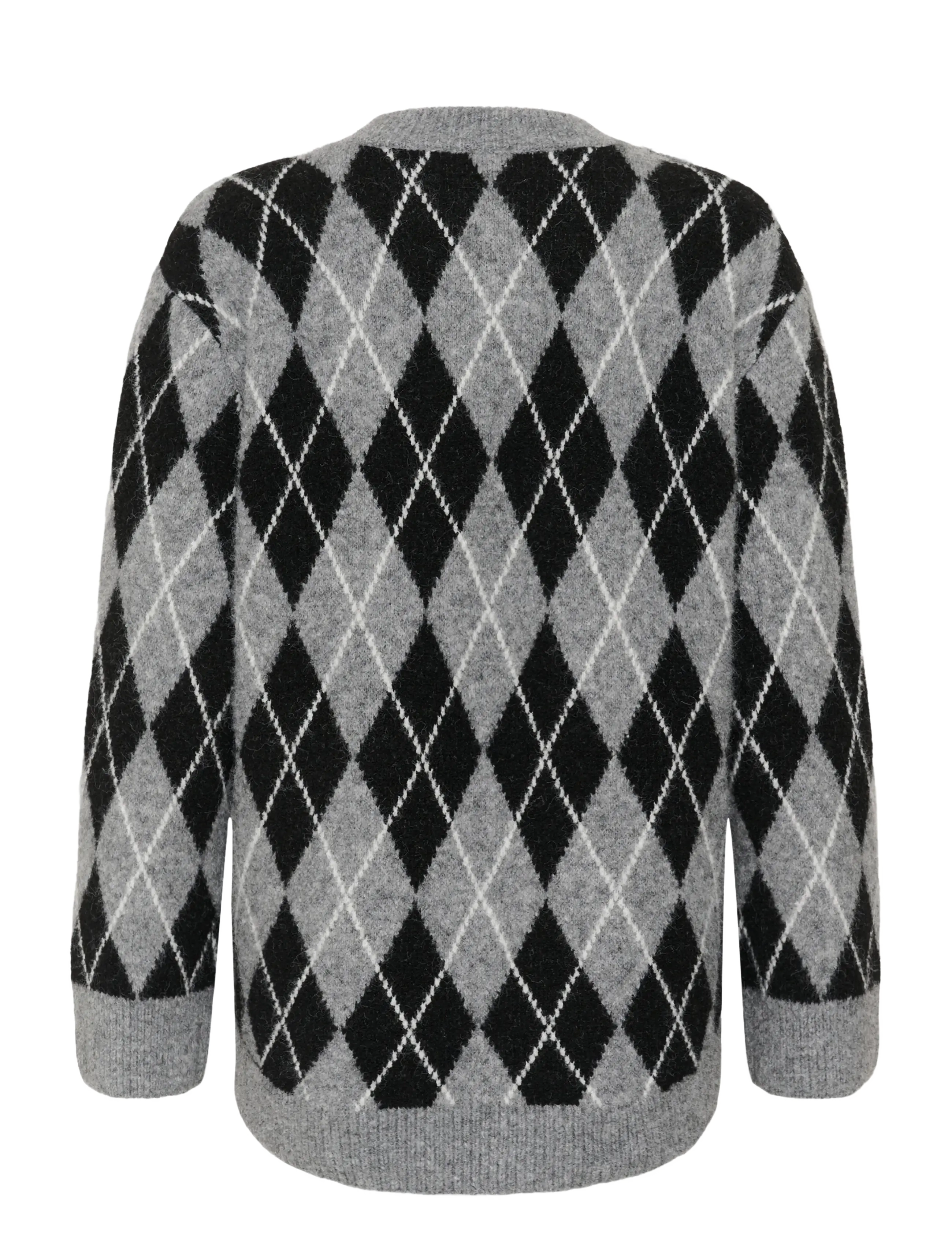 Kaffe - KAsimone Knit Pullover - pullover - black/gm/white argyle - 1