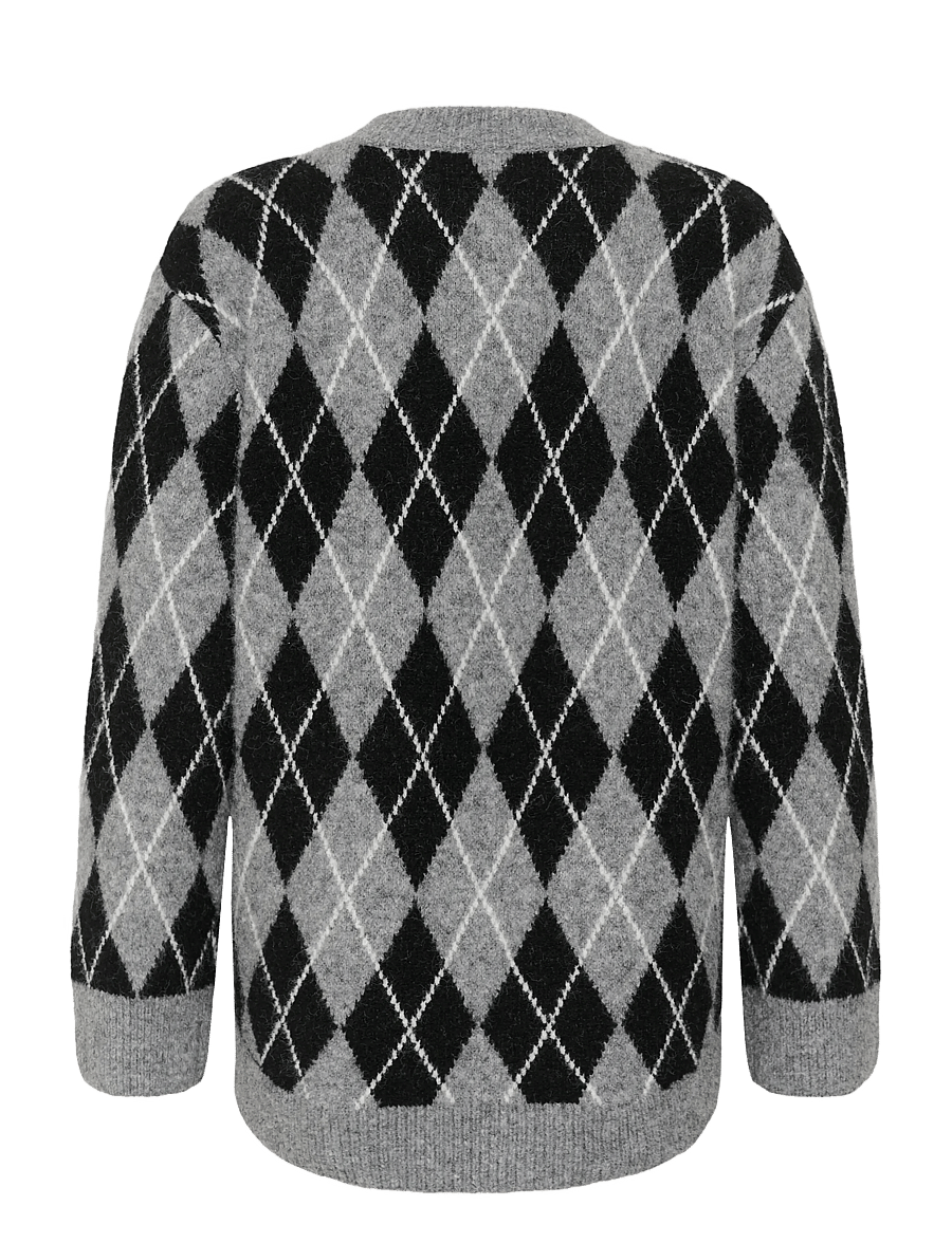 Kaffe - KAsimone Knit Pullover - pullover - black/gm/white argyle - 1