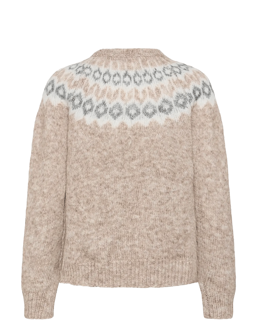 Kaffe - KAberta Pullover - striktrøjer - beige mel. -grey/chalk pattern - 1