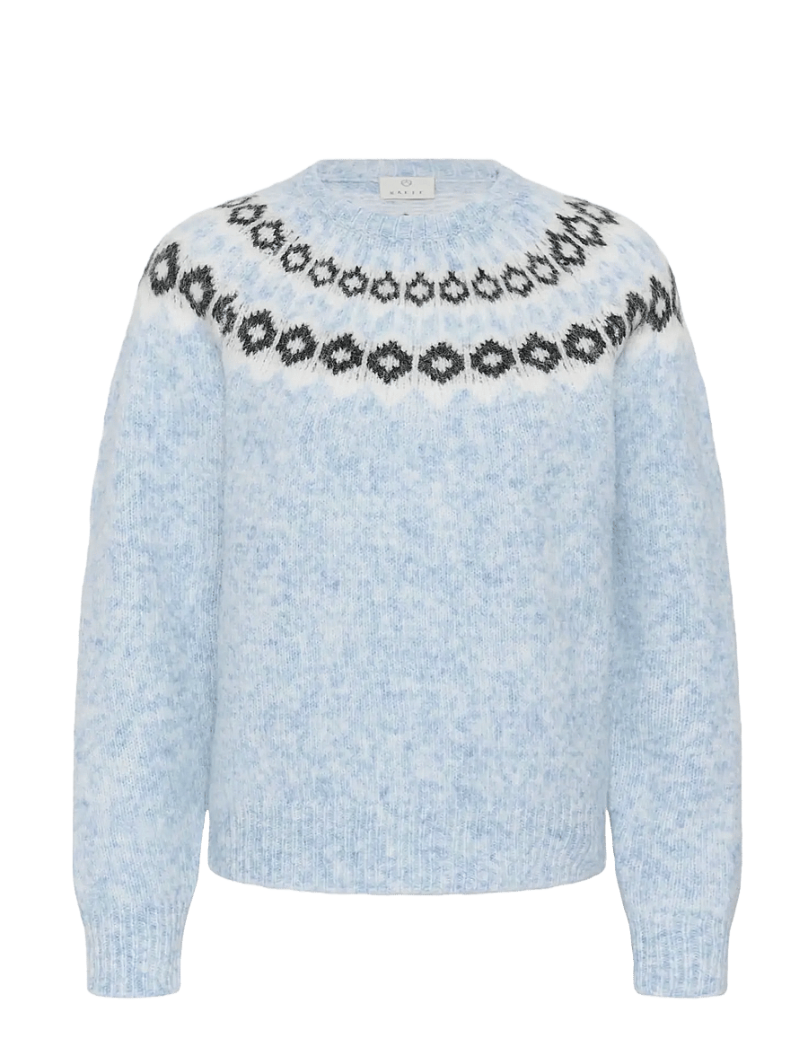 Kaffe - KAberta Pullover - kampsunid - blue mel. -grey/chalk pattern - 0