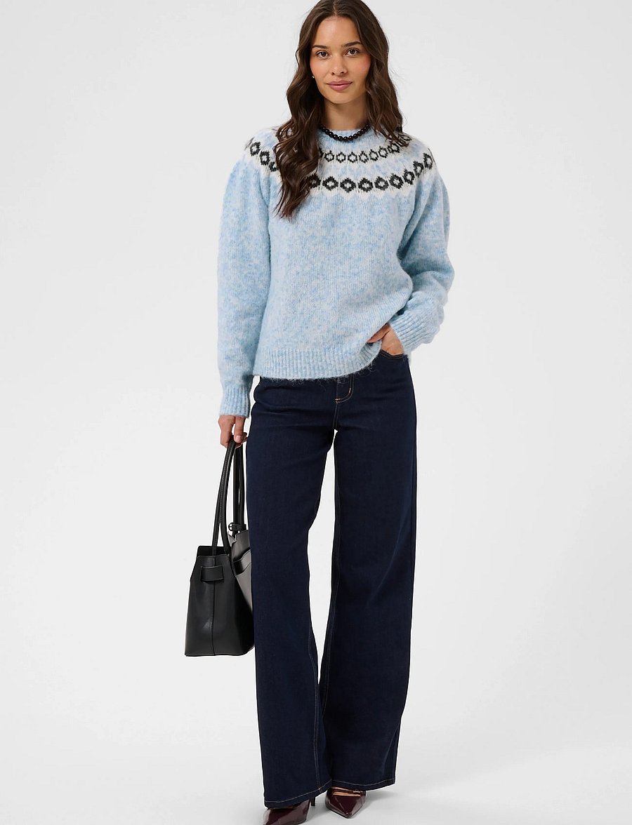 Kaffe - KAberta Pullover - kampsunid - blue mel. -grey/chalk pattern - 3