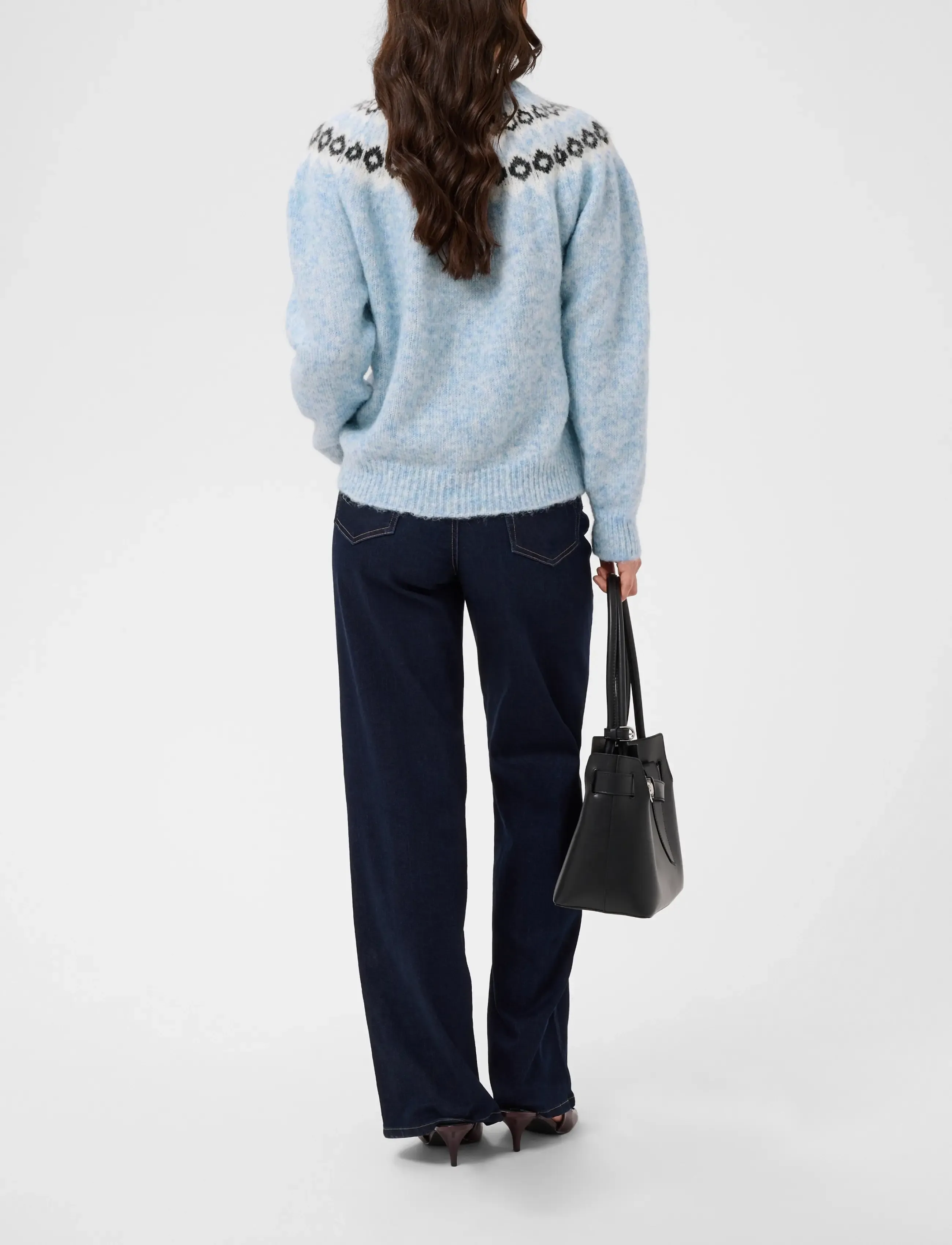 Kaffe - KAberta Pullover - stickade tröjor - blue mel. -grey/chalk pattern - 4