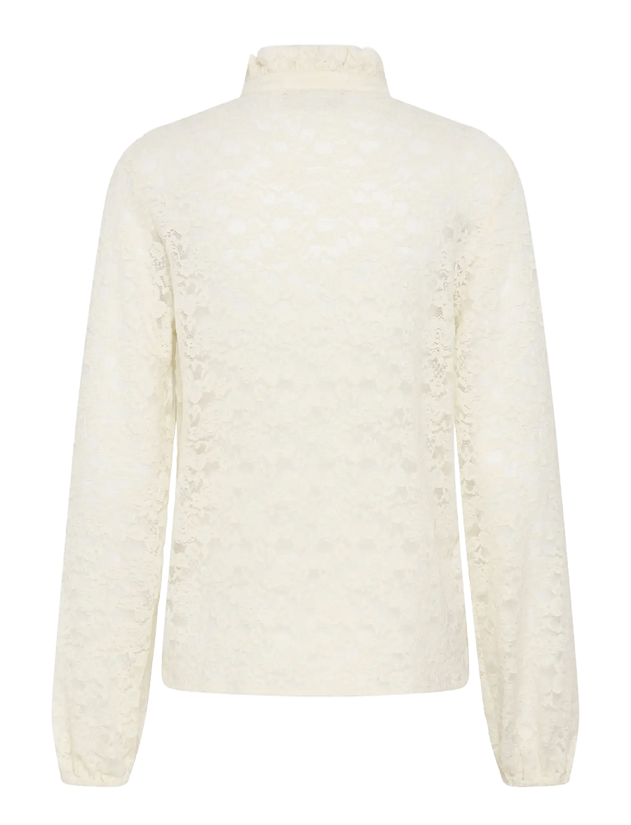 Kaffe - KAgigi Flounce Lace Shirt - langärmlige hemden - whisper white - 1