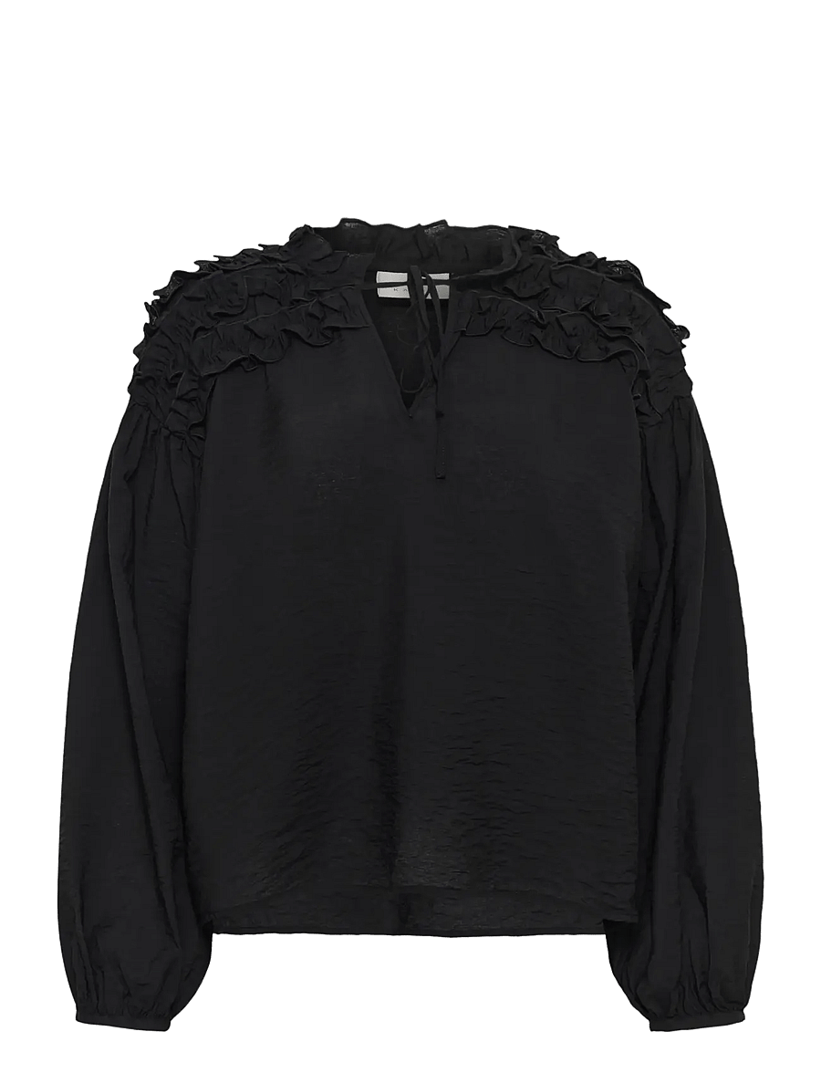 Kaffe - KAnicole Blouse - långärmade blusar - black deep - 0