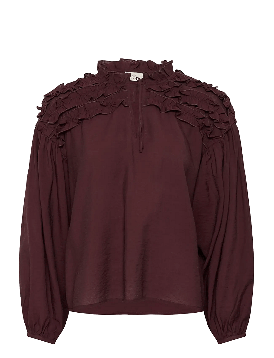 Kaffe - KAnicole Blouse - pikkade varrukatega pluusid - fudge - 0
