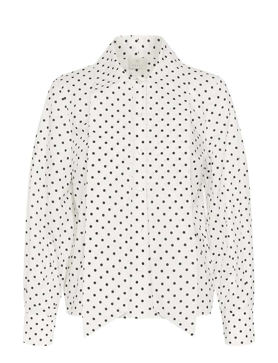 Kaffe - KAmilly Shirt - langärmlige hemden - white w. black dot - 0