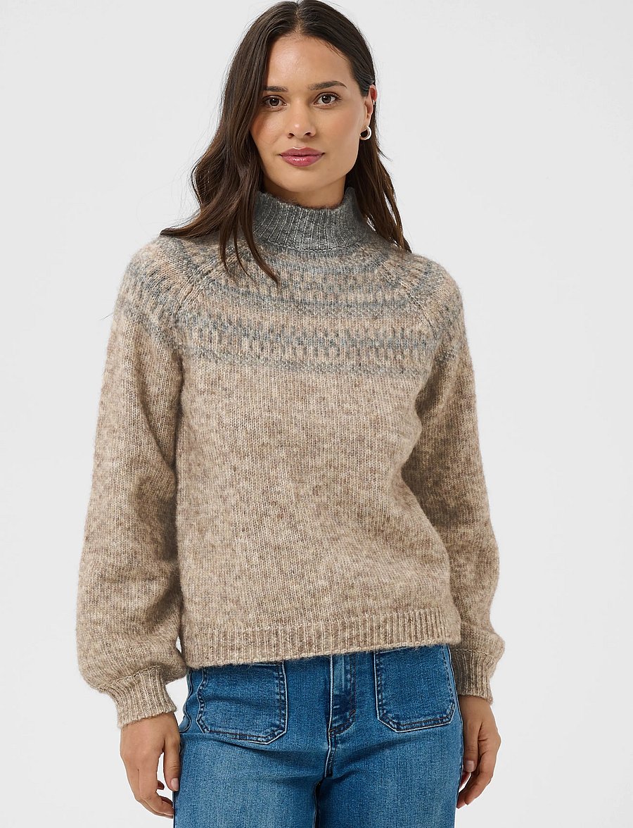 Kaffe - KAgerda Pullover Knit - kampsunid - brown melange/grey melange - 2