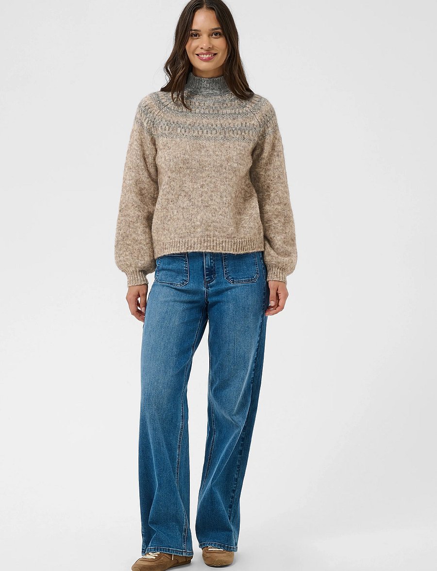 Kaffe - KAgerda Pullover Knit - kampsunid - brown melange/grey melange - 3