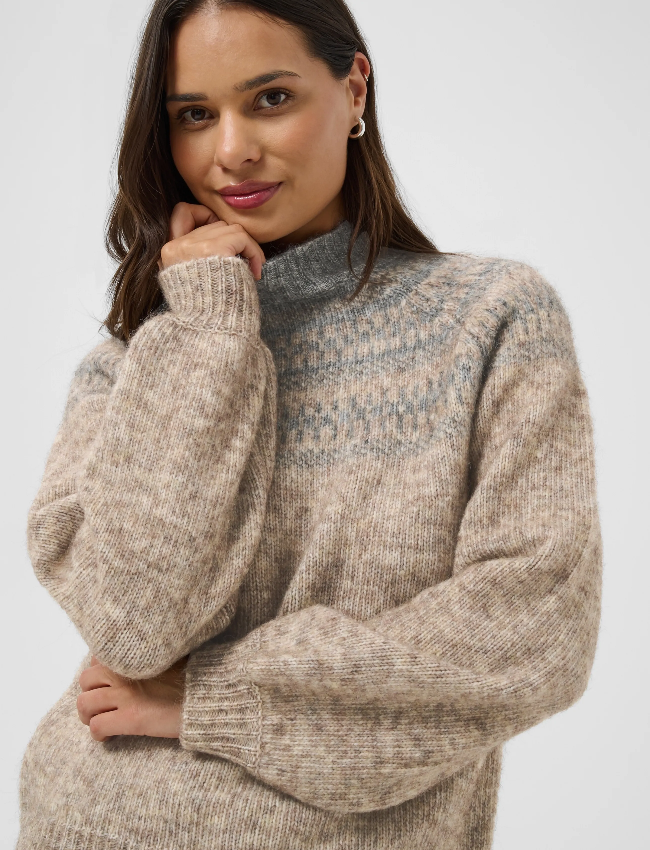 Kaffe - KAgerda Pullover Knit - kampsunid - brown melange/grey melange - 5