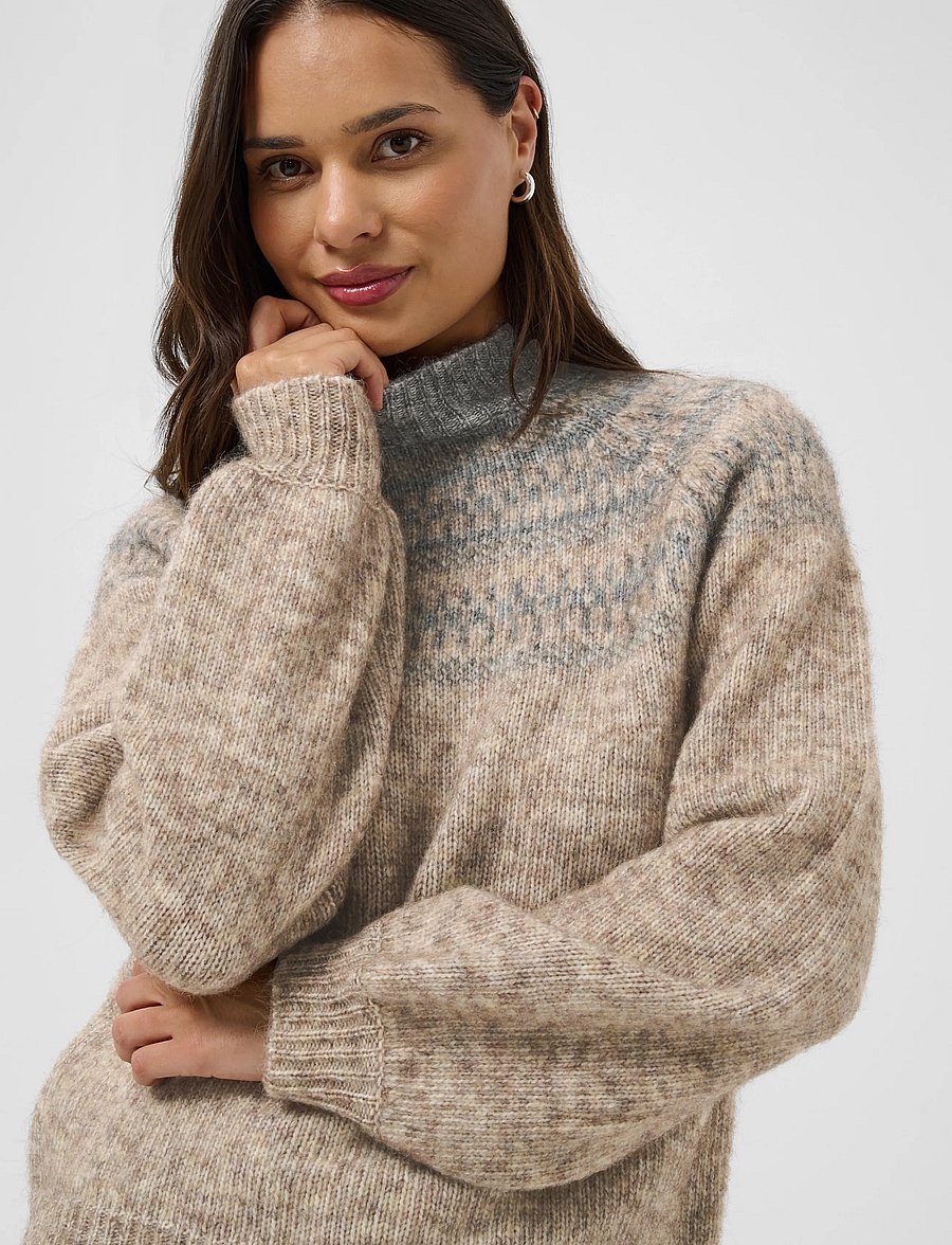 Kaffe - KAgerda Pullover Knit - kampsunid - brown melange/grey melange - 5