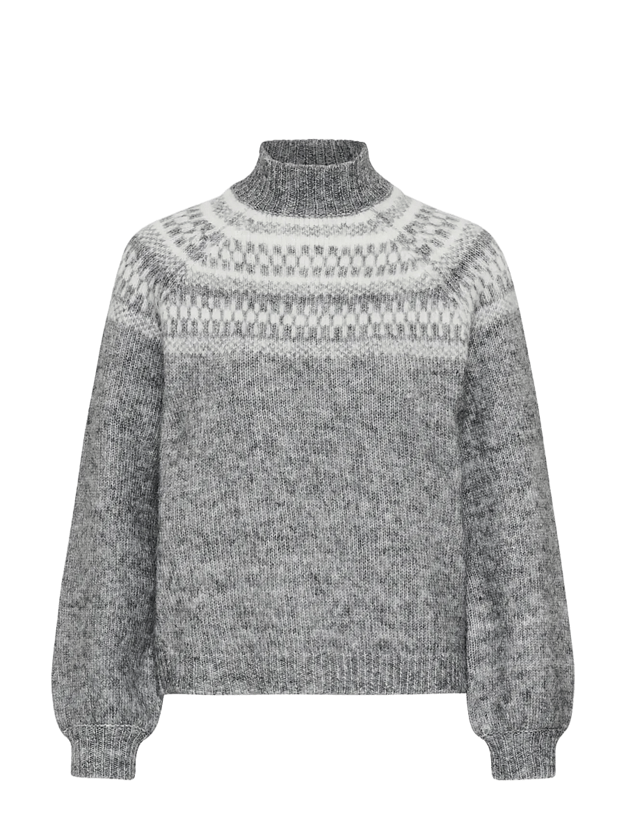 Kaffe - KAgerda Pullover Knit - stickade tröjor - dark grey melange/chalk - 0