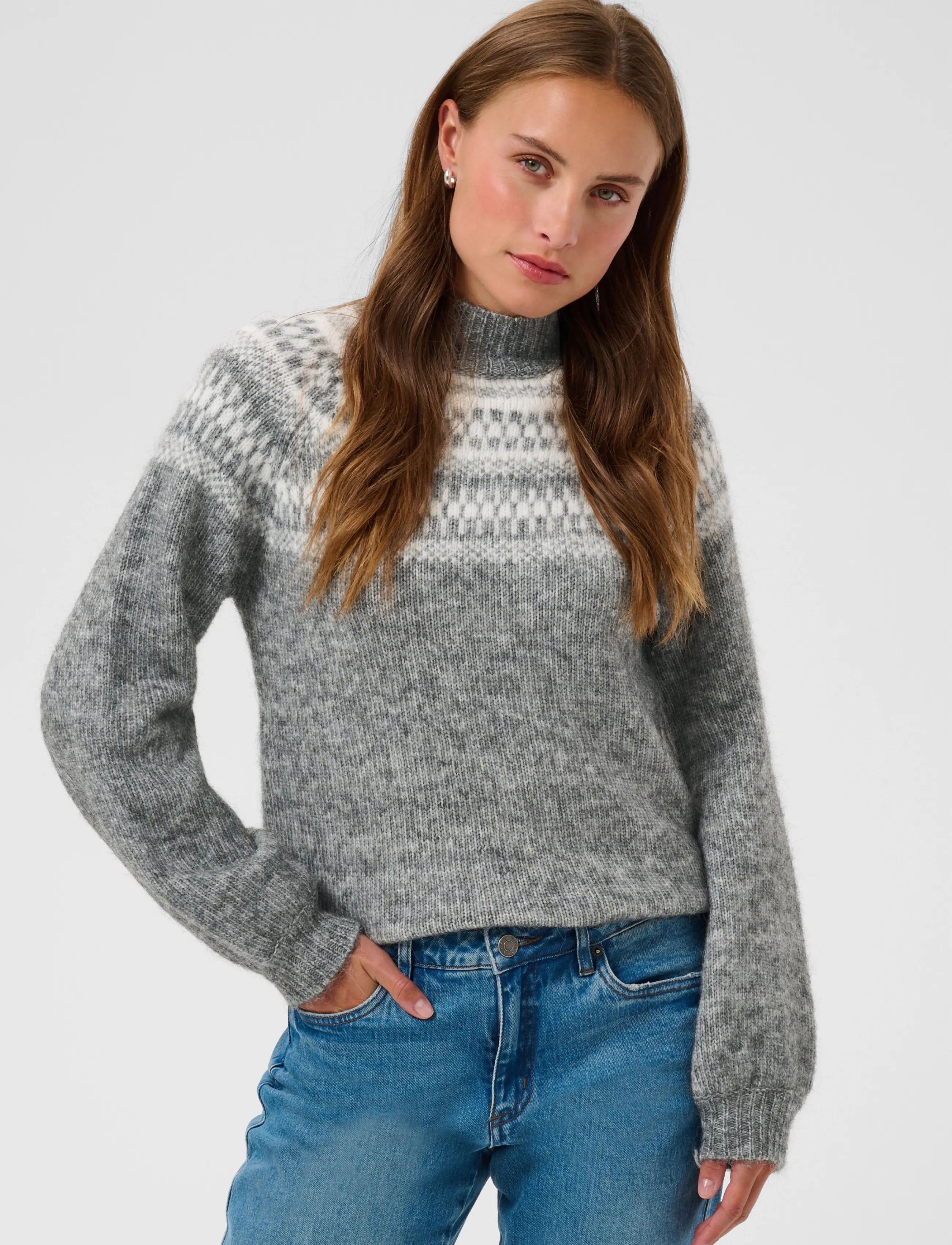 Kaffe - KAgerda Pullover Knit - jumpers - dark grey melange/chalk - 2
