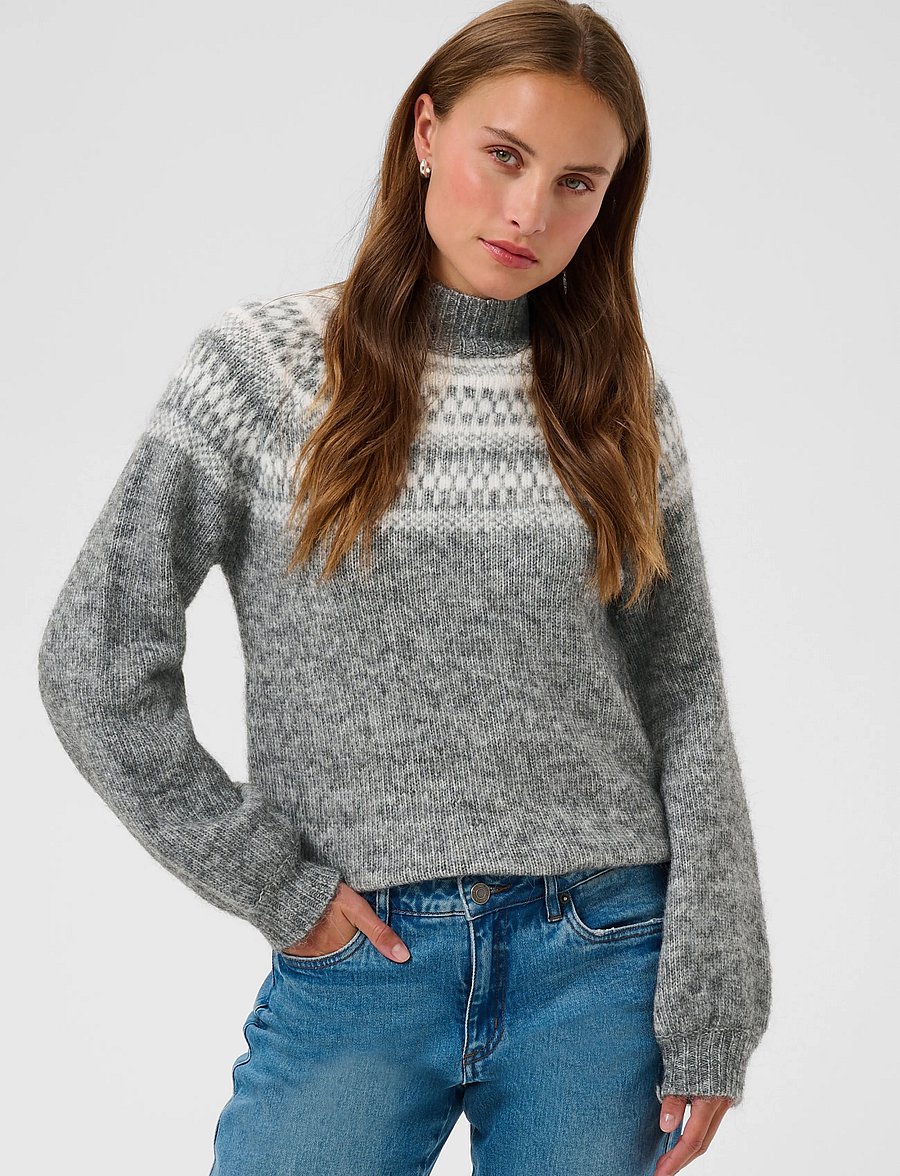 Kaffe - KAgerda Pullover Knit - jumpers - dark grey melange/chalk - 2