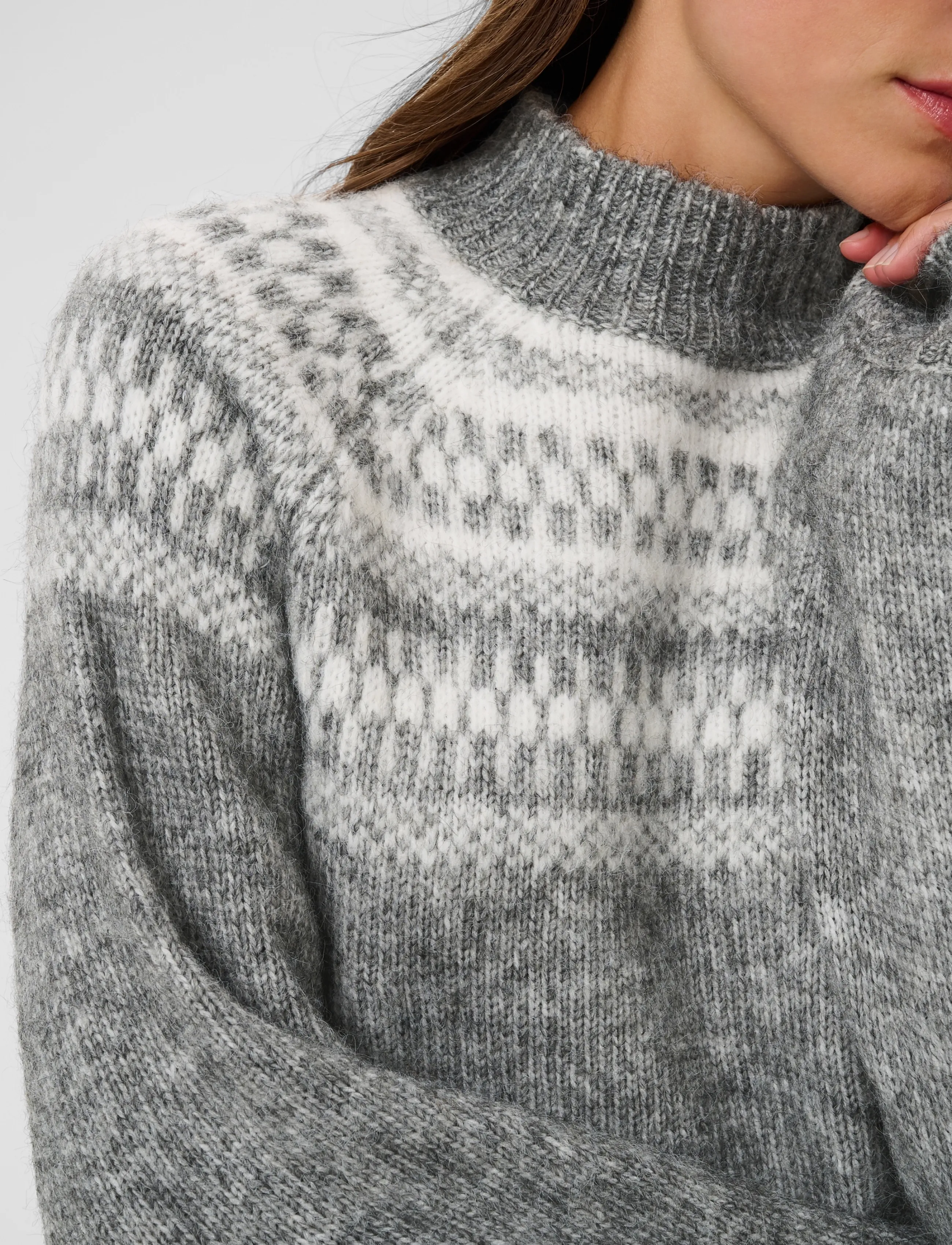 Kaffe - KAgerda Pullover Knit - jumpers - dark grey melange/chalk - 5