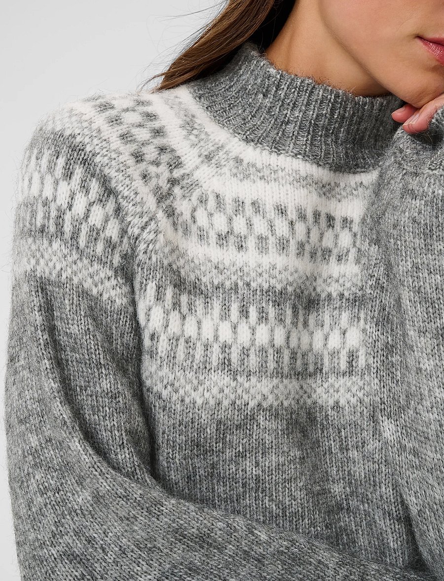 Kaffe - KAgerda Pullover Knit - jumpers - dark grey melange/chalk - 5