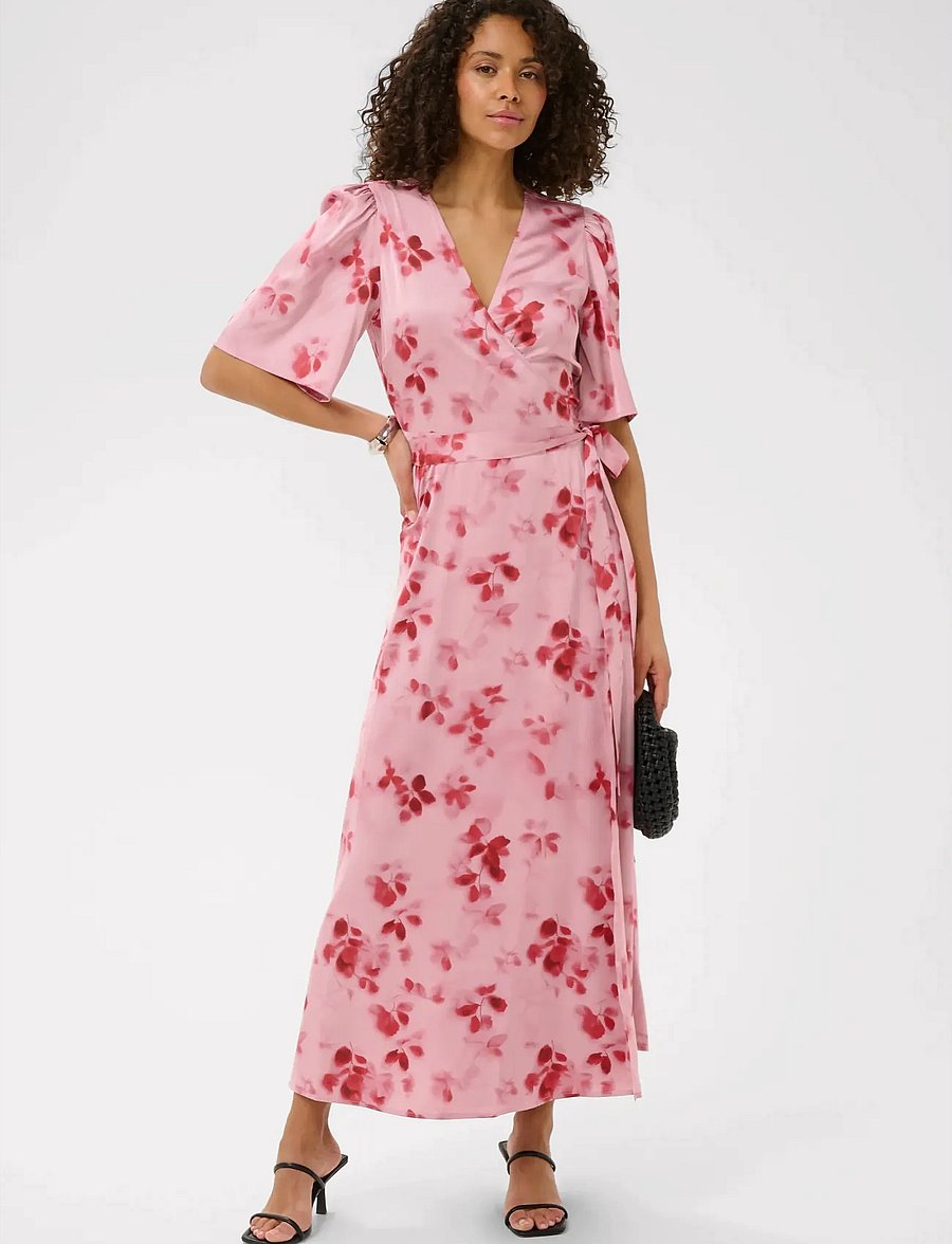 Kaffe - KAsadie Wrap Dress - sommerkleider - dusty pink/red flowers - 0
