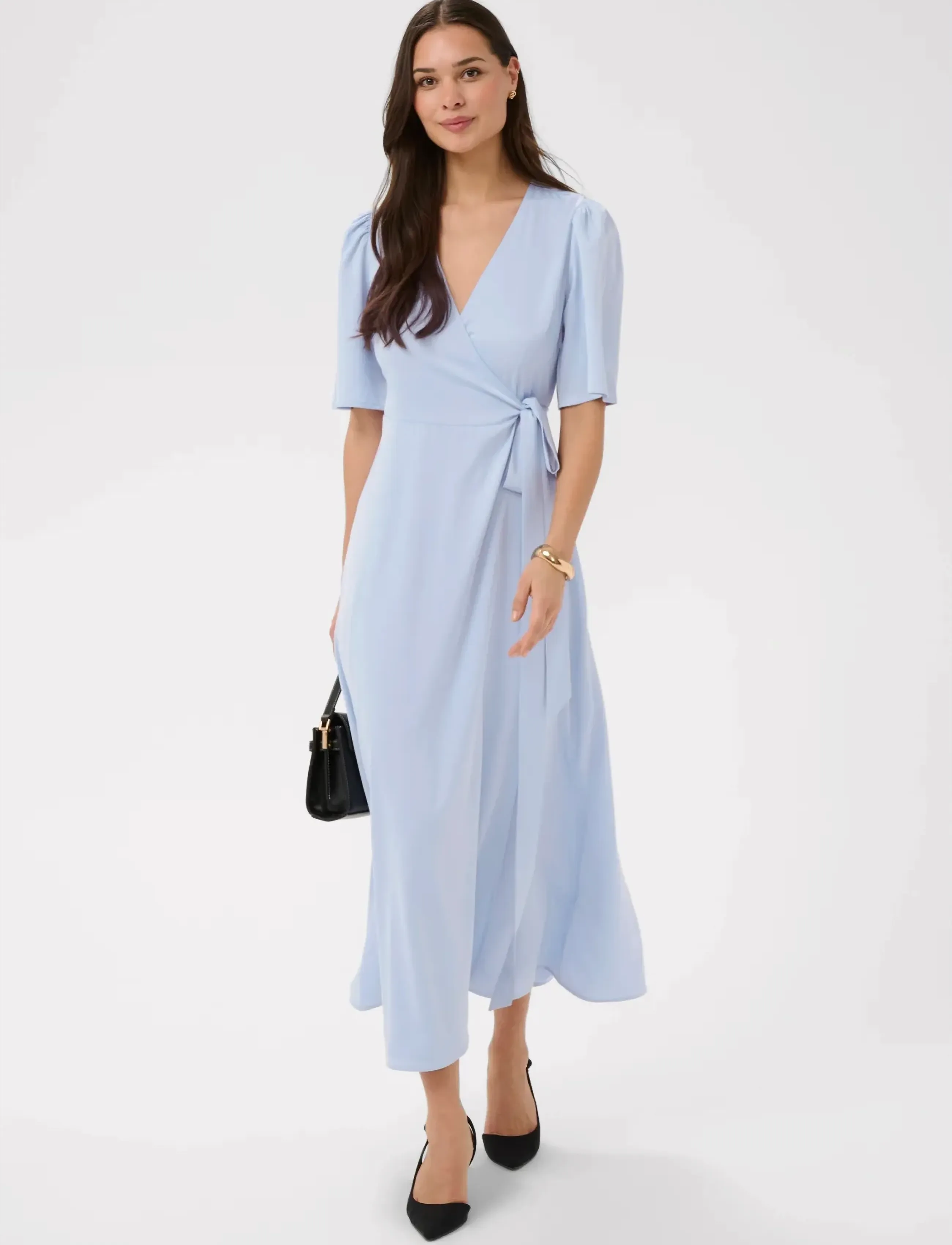 Kaffe Kasadie Wrap Dress, 34, Blue, Kjoler > Knælange Og Midi, Dame