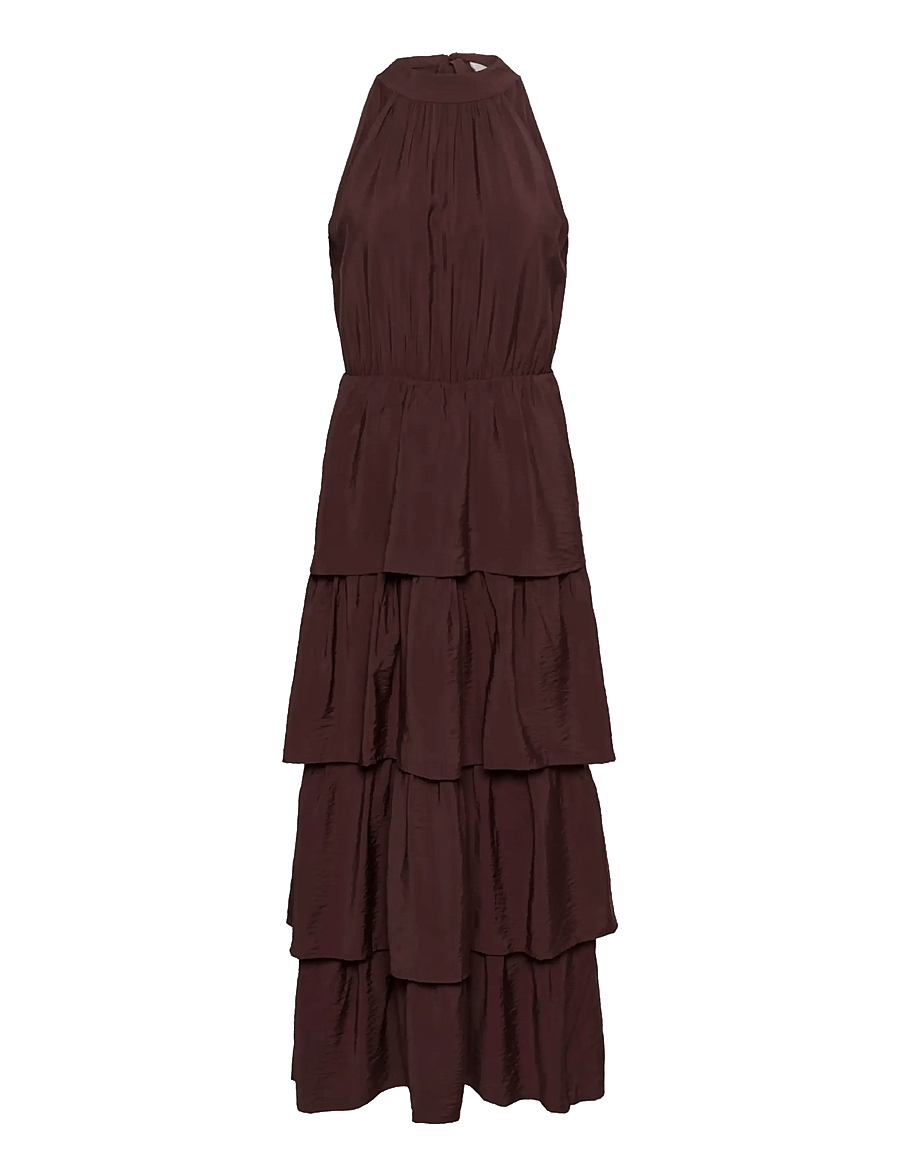 Kaffe - KArosie Halterneck Dress - aftonklänningar - fudge - 1