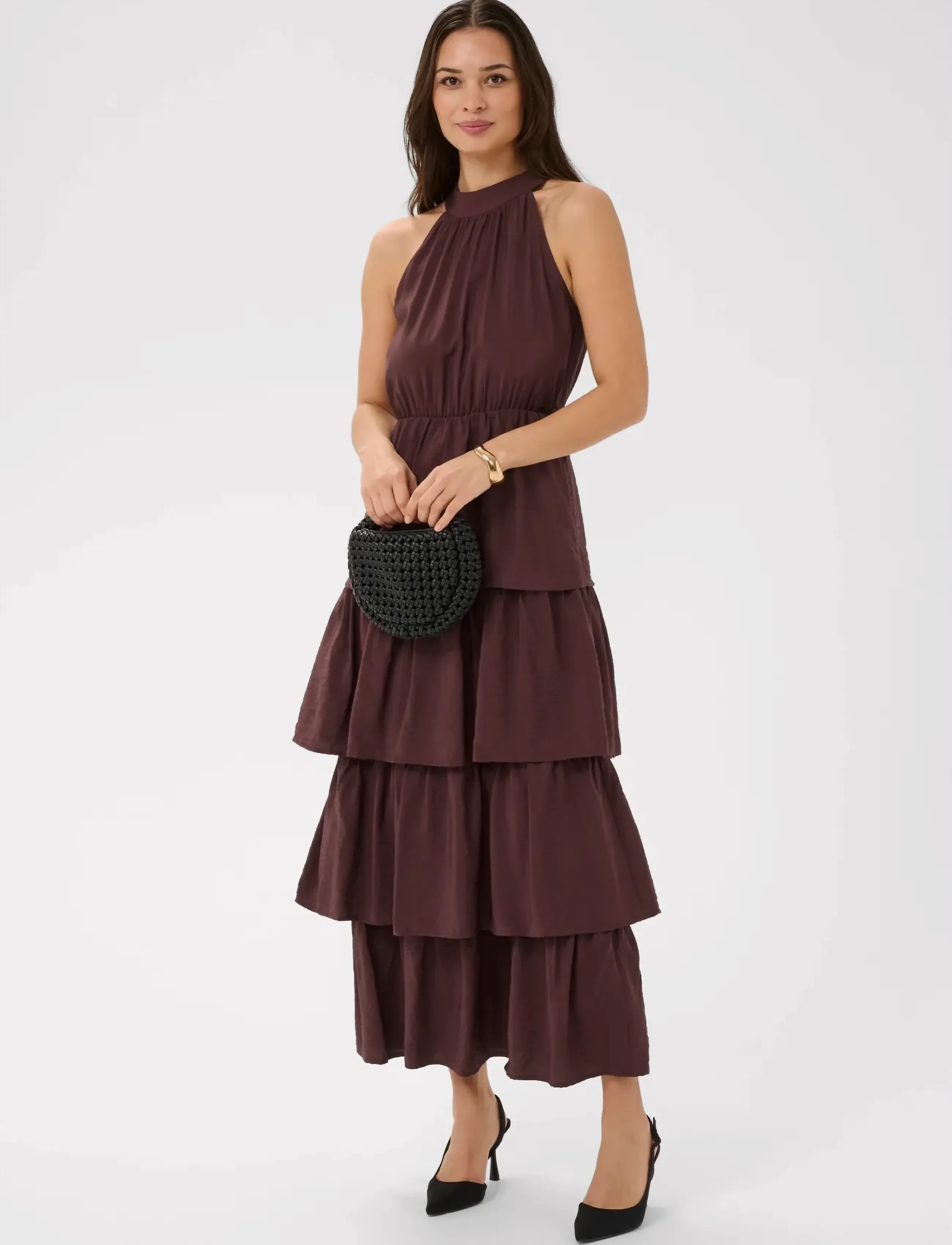Kaffe Karosie Halterneck Dress, 34, Dresses, Braun - Party Frauen