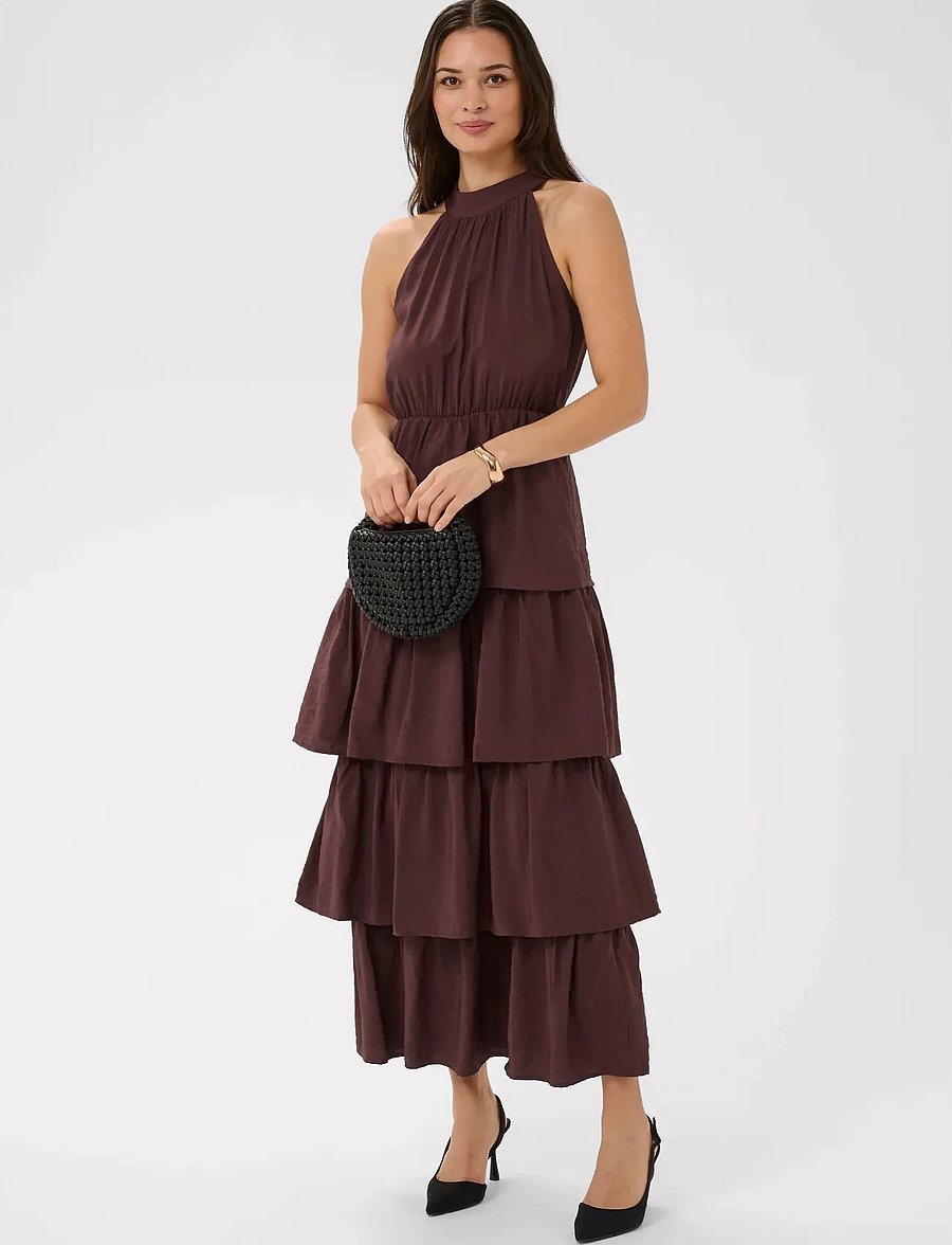 Kaffe - KArosie Halterneck Dress - aftonklänningar - fudge - 0
