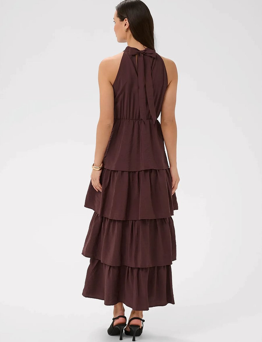 Kaffe - KArosie Halterneck Dress - aftonklänningar - fudge - 3