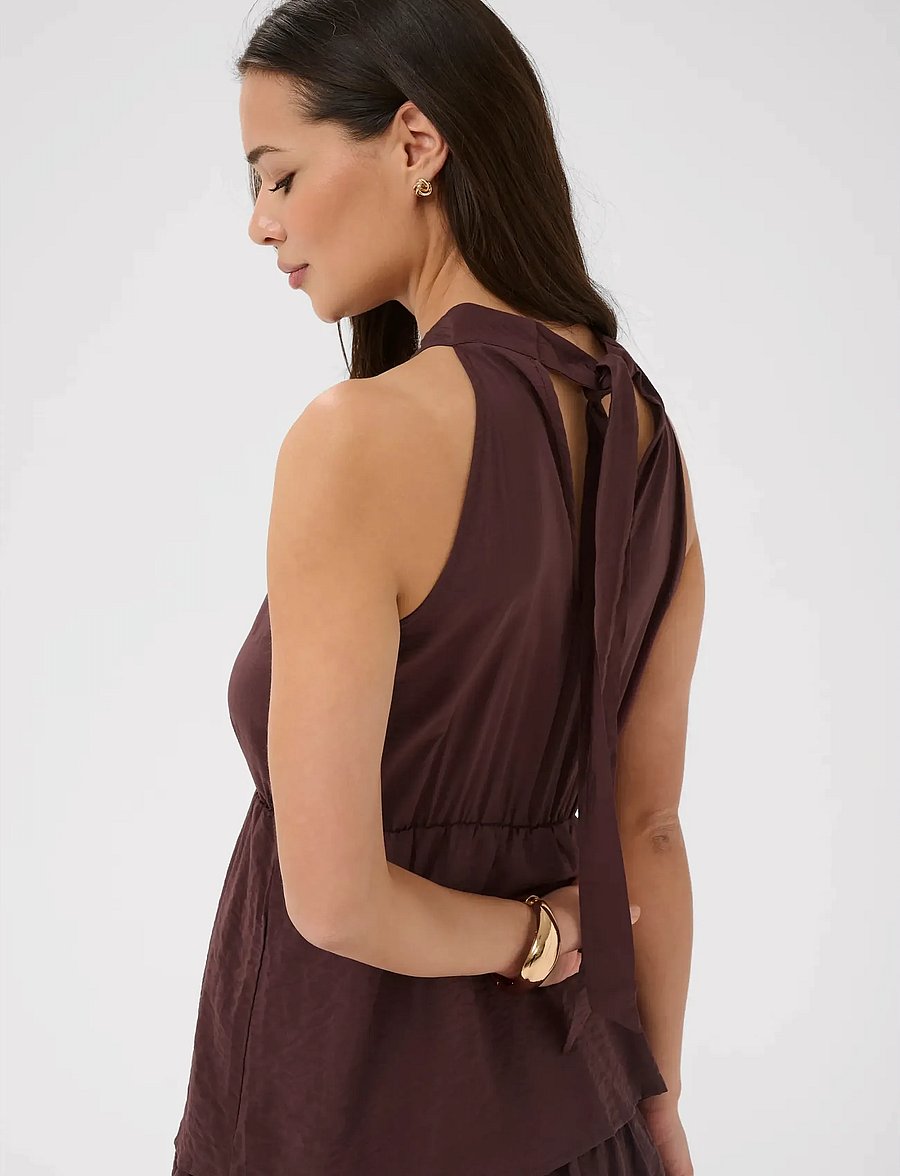 Kaffe - KArosie Halterneck Dress - aftonklänningar - fudge - 5