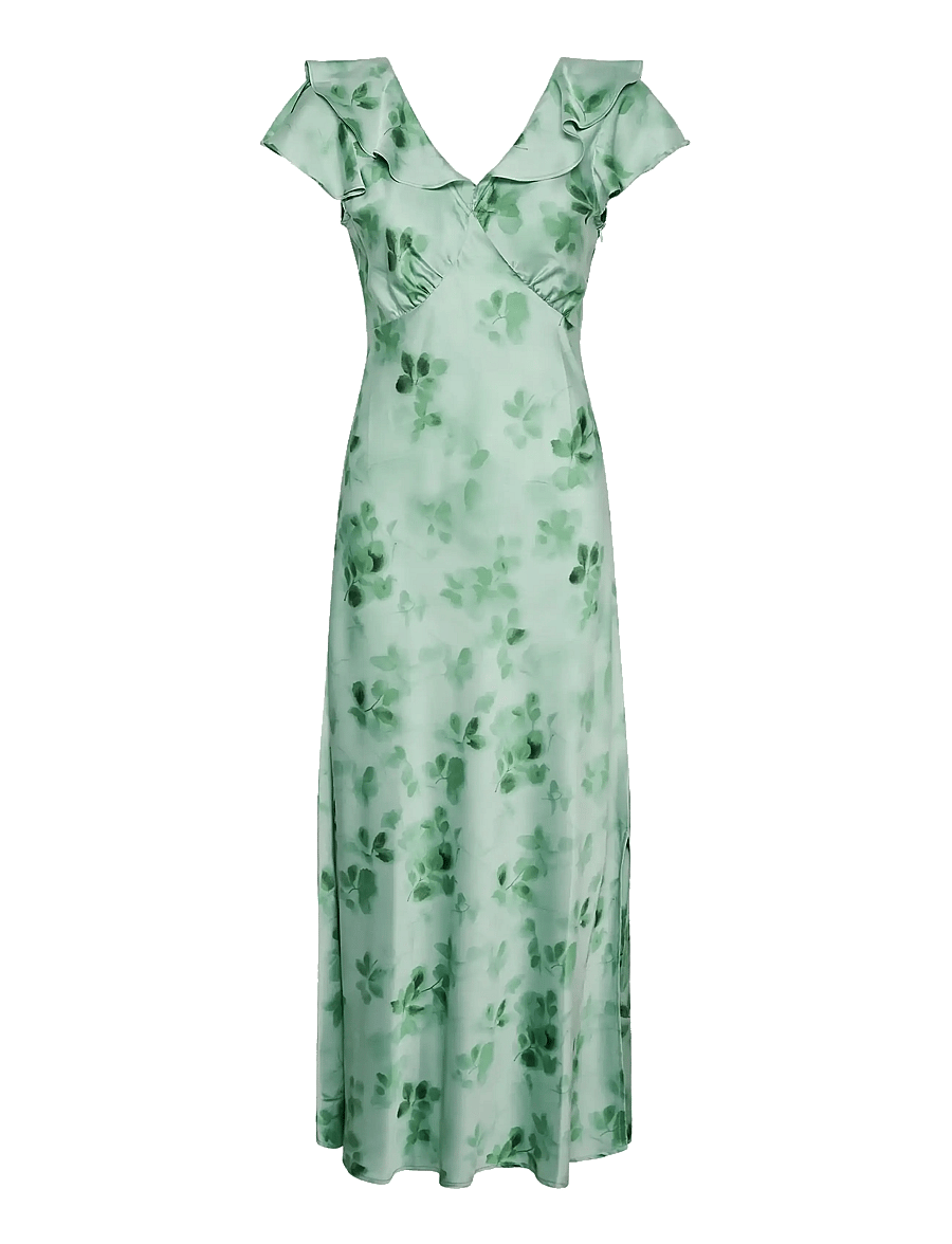 Kaffe - KAsadie Frill Dress - evening dresses - dusty green/green flower - 1