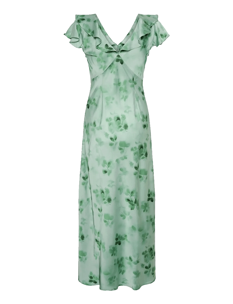 Kaffe - KAsadie Frill Dress - evening dresses - dusty green/green flower - 2