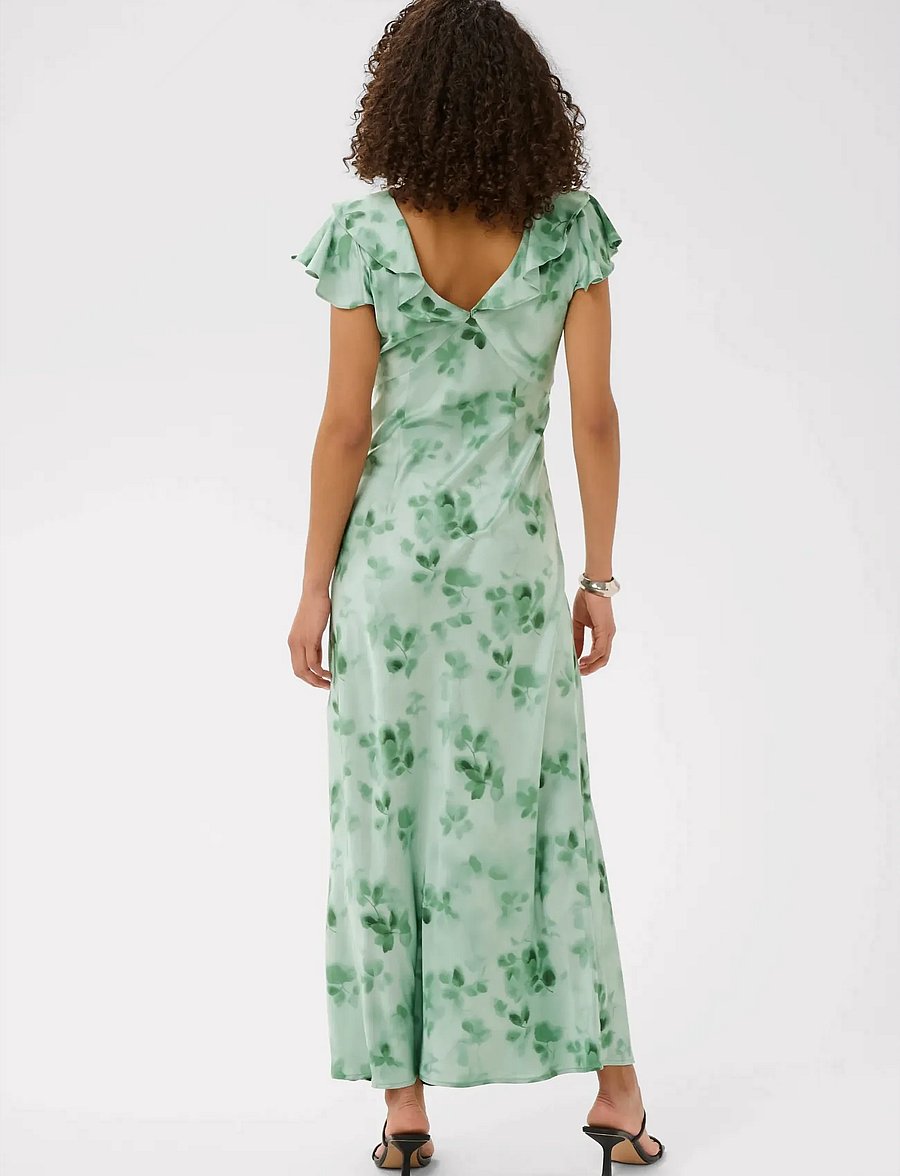 Kaffe - KAsadie Frill Dress - evening dresses - dusty green/green flower - 3