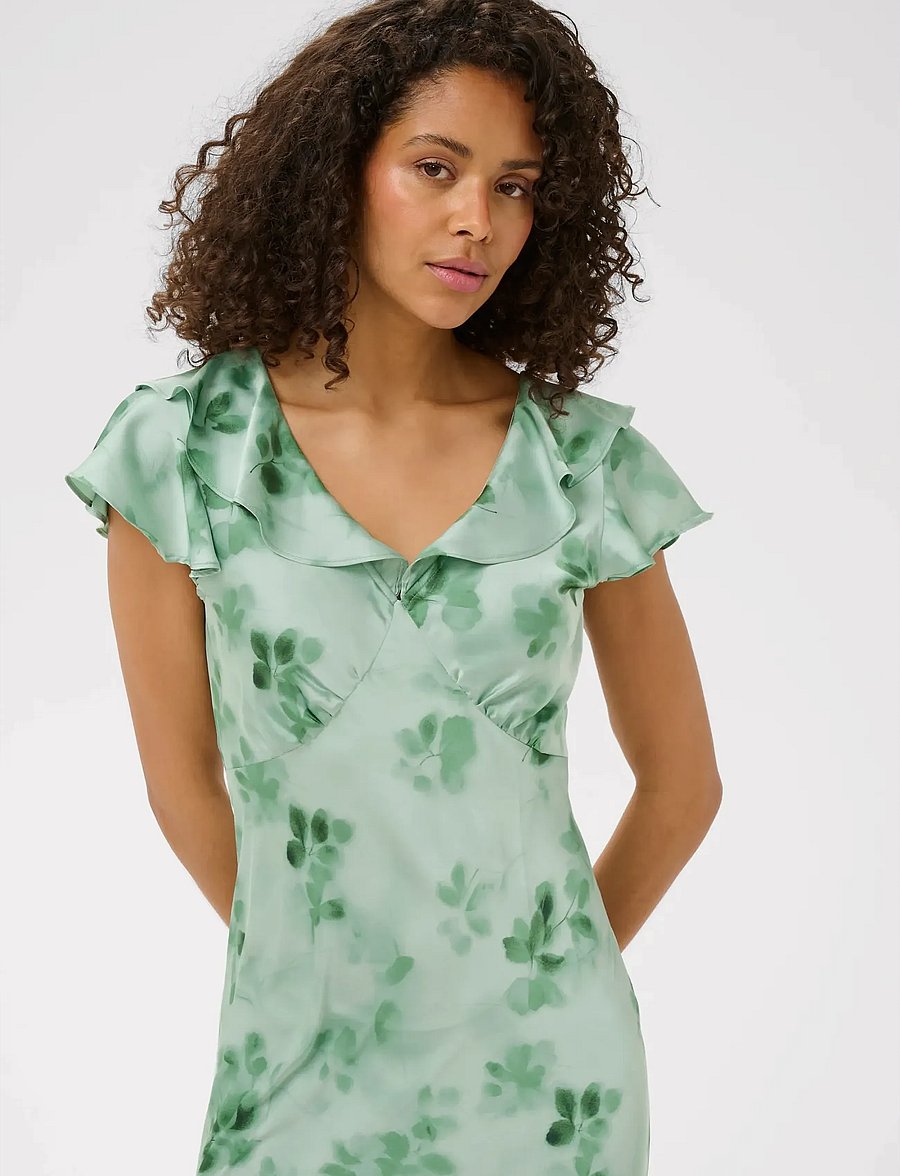 Kaffe - KAsadie Frill Dress - evening dresses - dusty green/green flower - 4