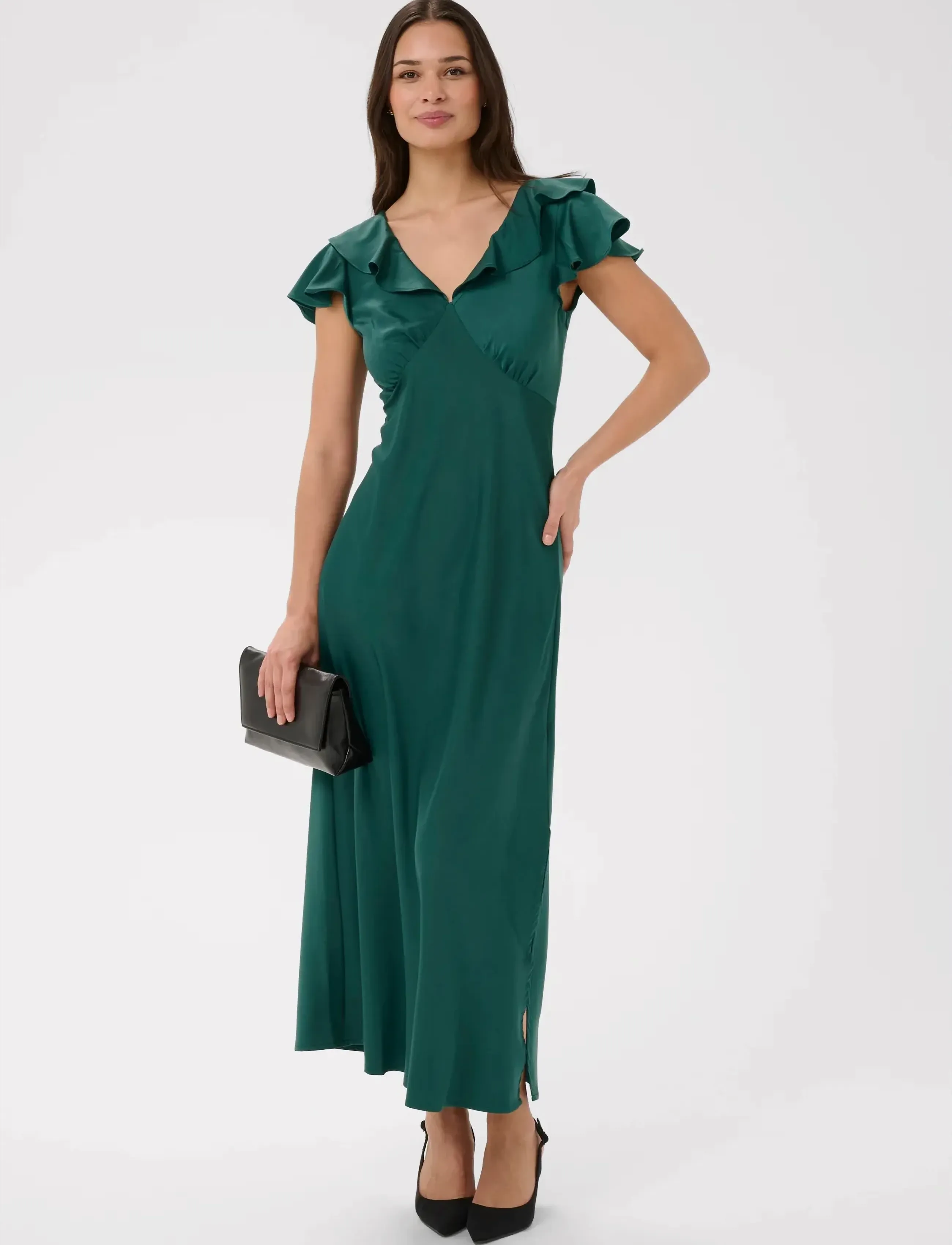 Kaffe Kasadie Frill Dress, 44, Green, Kjoler > Cocktailkjoler, Dame