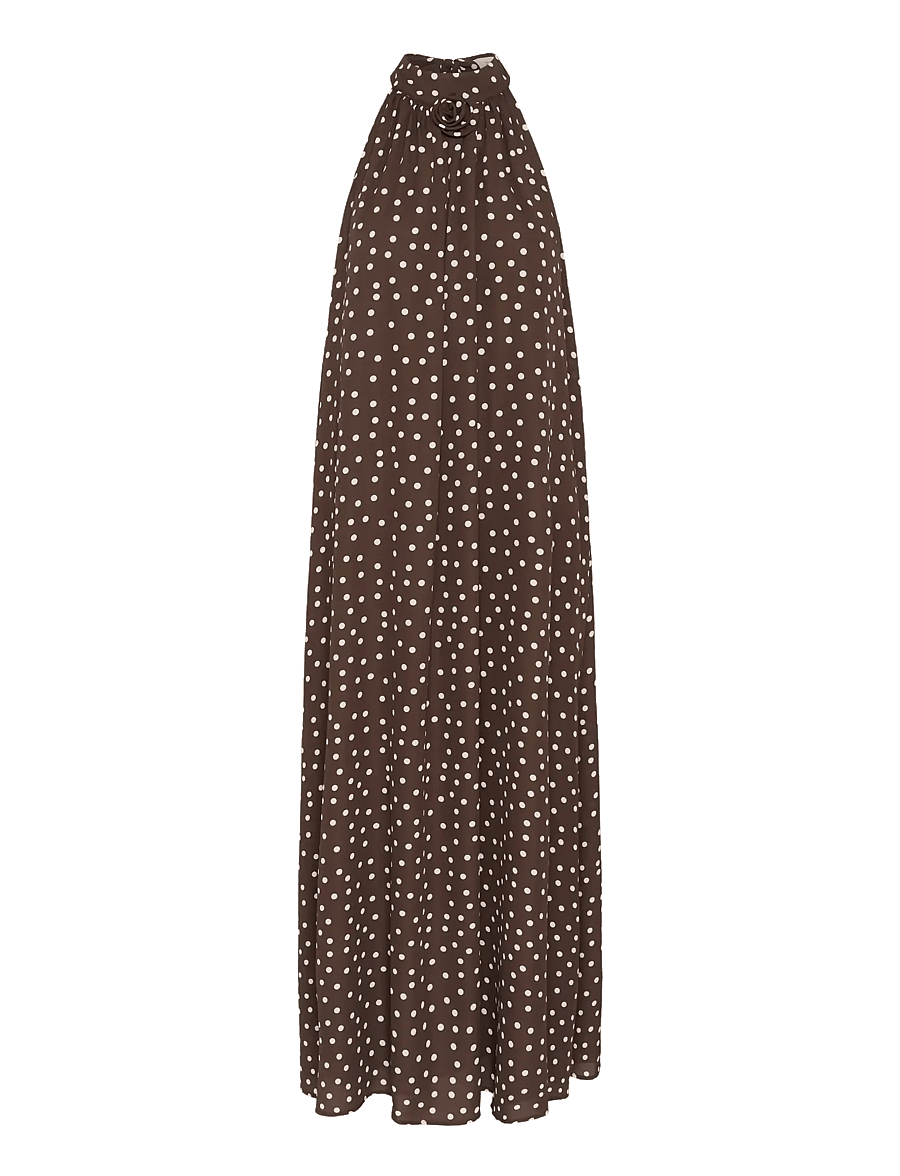 Kaffe - KAlorinda Halterneck Dress - abendkleider - seal brown/turtledove dot - 1