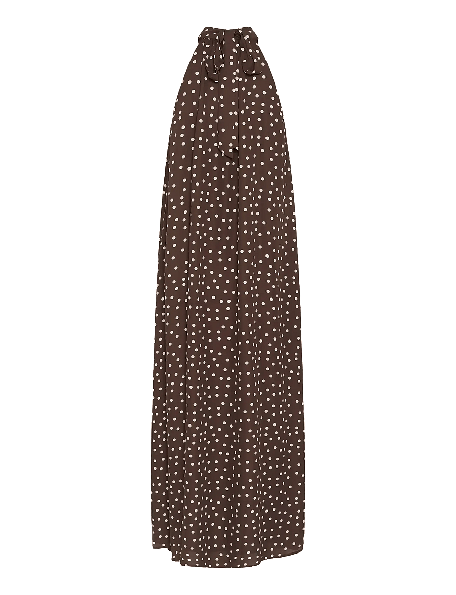 Kaffe - KAlorinda Halterneck Dress - abendkleider - seal brown/turtledove dot - 2