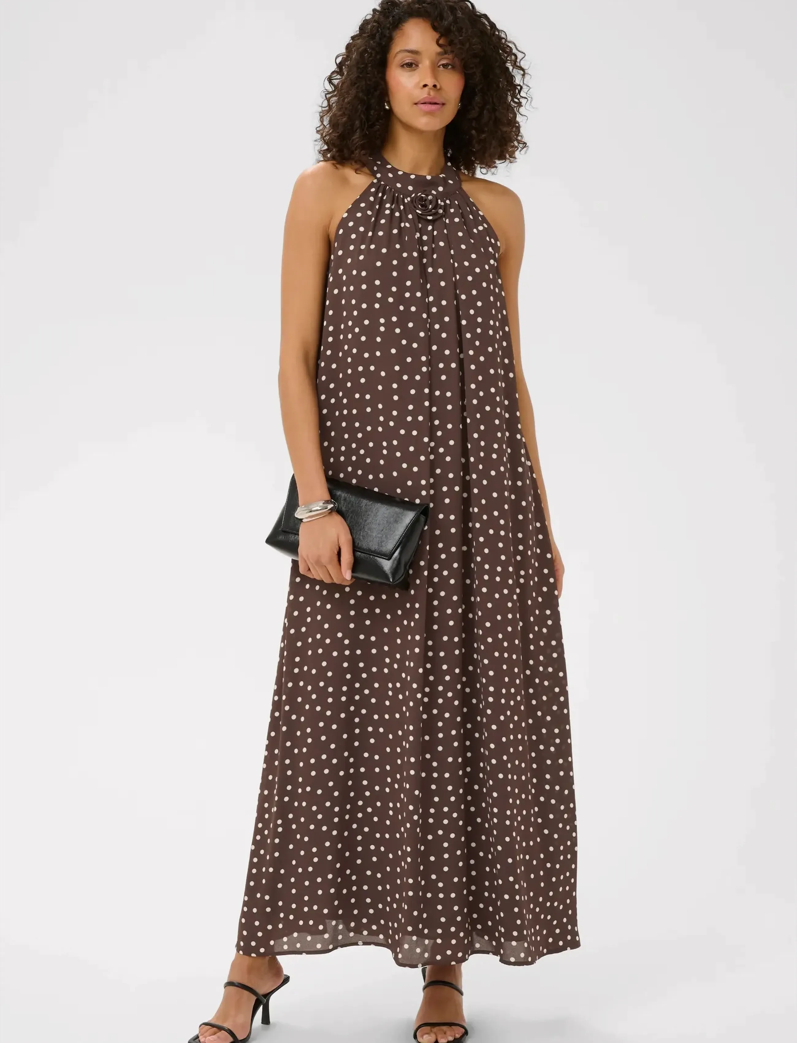 Kaffe KAlorinda Halterneck Dress - Mode trends - SEAL BROWN/TURTLEDOVE DOT / brown