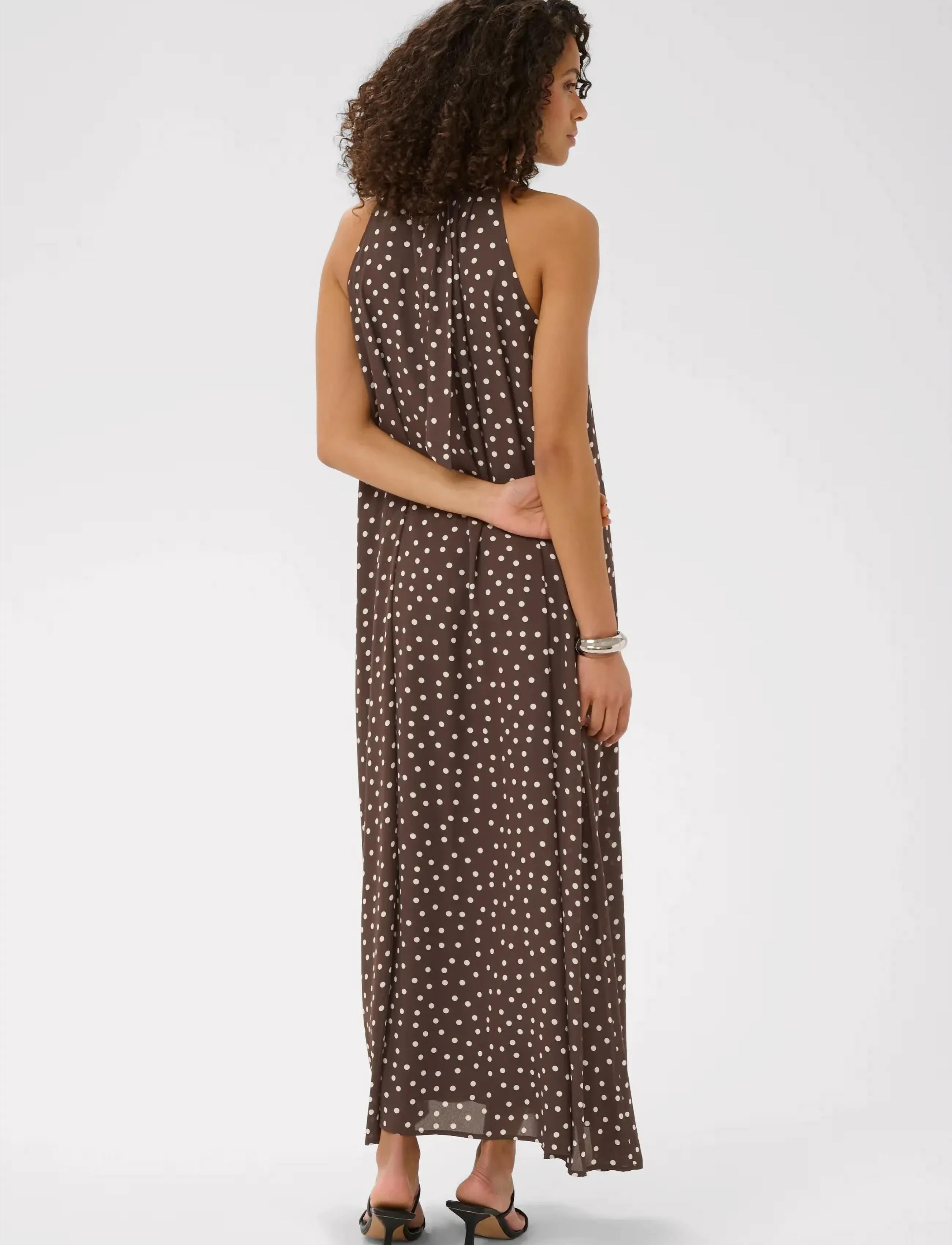 Kaffe - KAlorinda Halterneck Dress - abendkleider - seal brown/turtledove dot - 3
