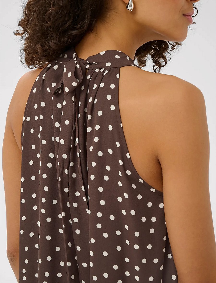 Kaffe - KAlorinda Halterneck Dress - abendkleider - seal brown/turtledove dot - 4