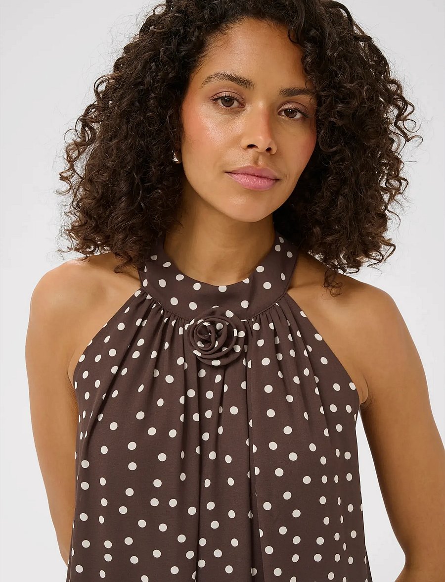 Kaffe - KAlorinda Halterneck Dress - abendkleider - seal brown/turtledove dot - 5