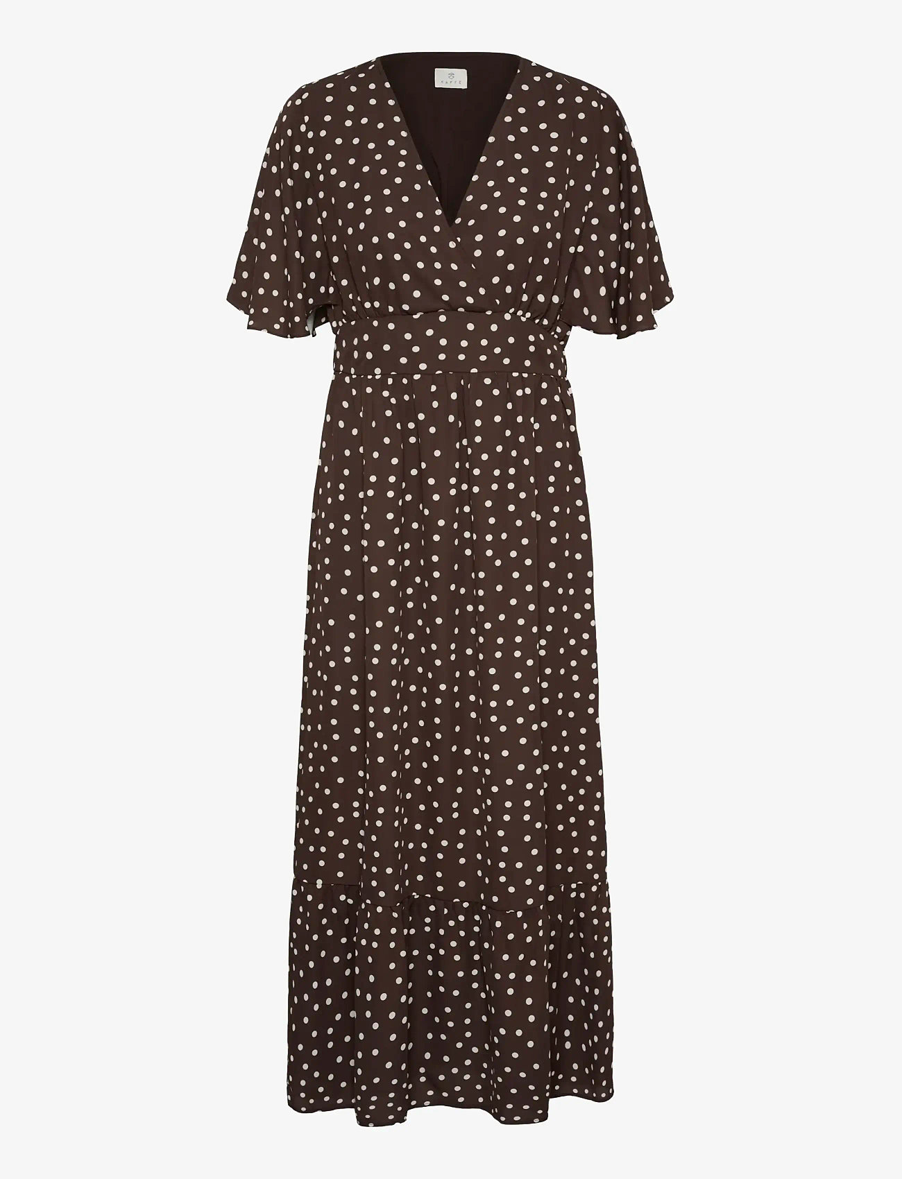 Kaffe - KAlorinda SS Dress - evening dresses - seal brown/turtledove dot - 1